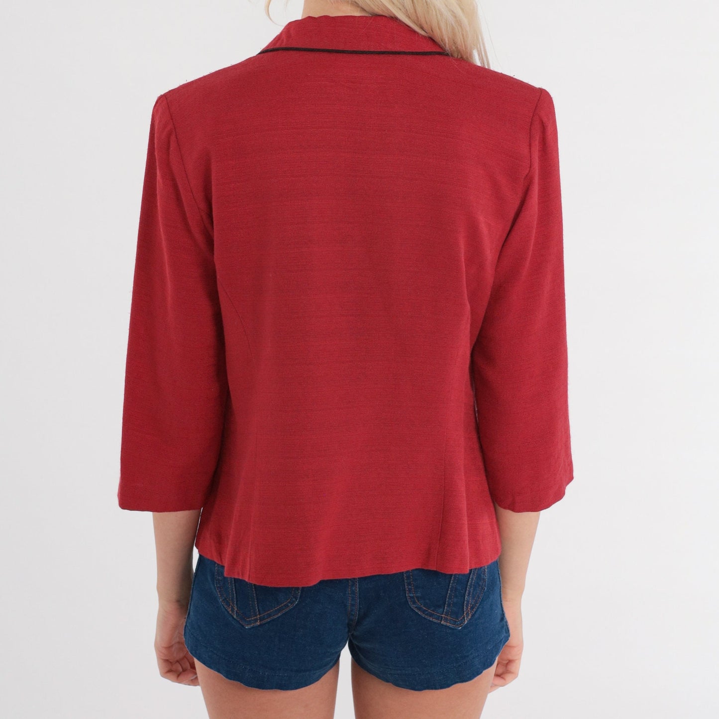 80s R&K Originals Red Floral Applique Blazer Medium