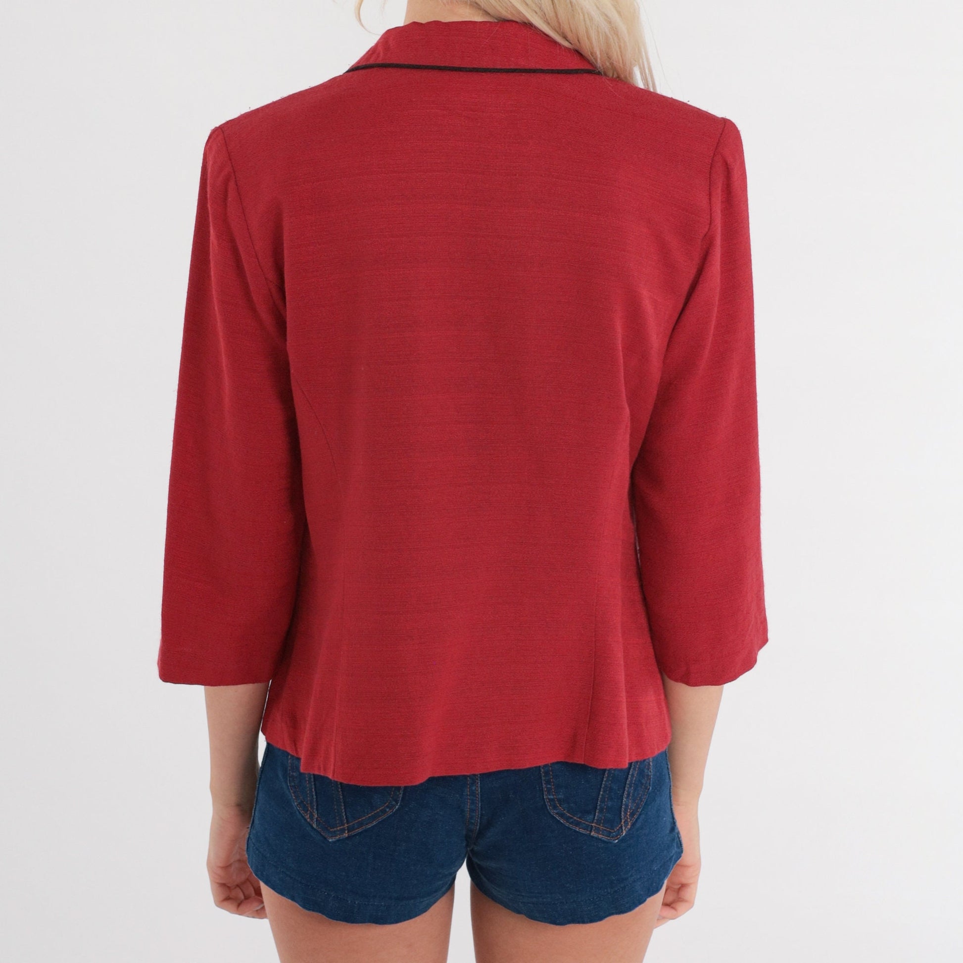 80s R&K Originals Red Floral Applique Blazer Medium