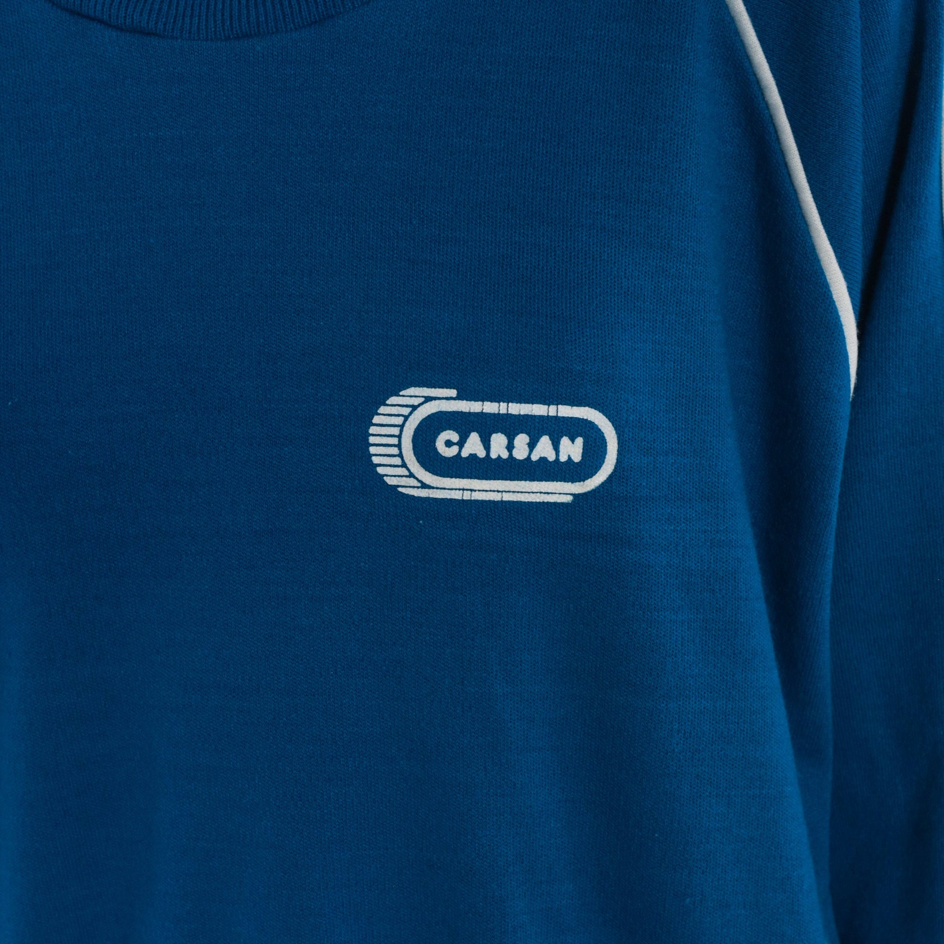 80s Carsan Graphic Sweatshirt Blue Raglan Crewneck Medium