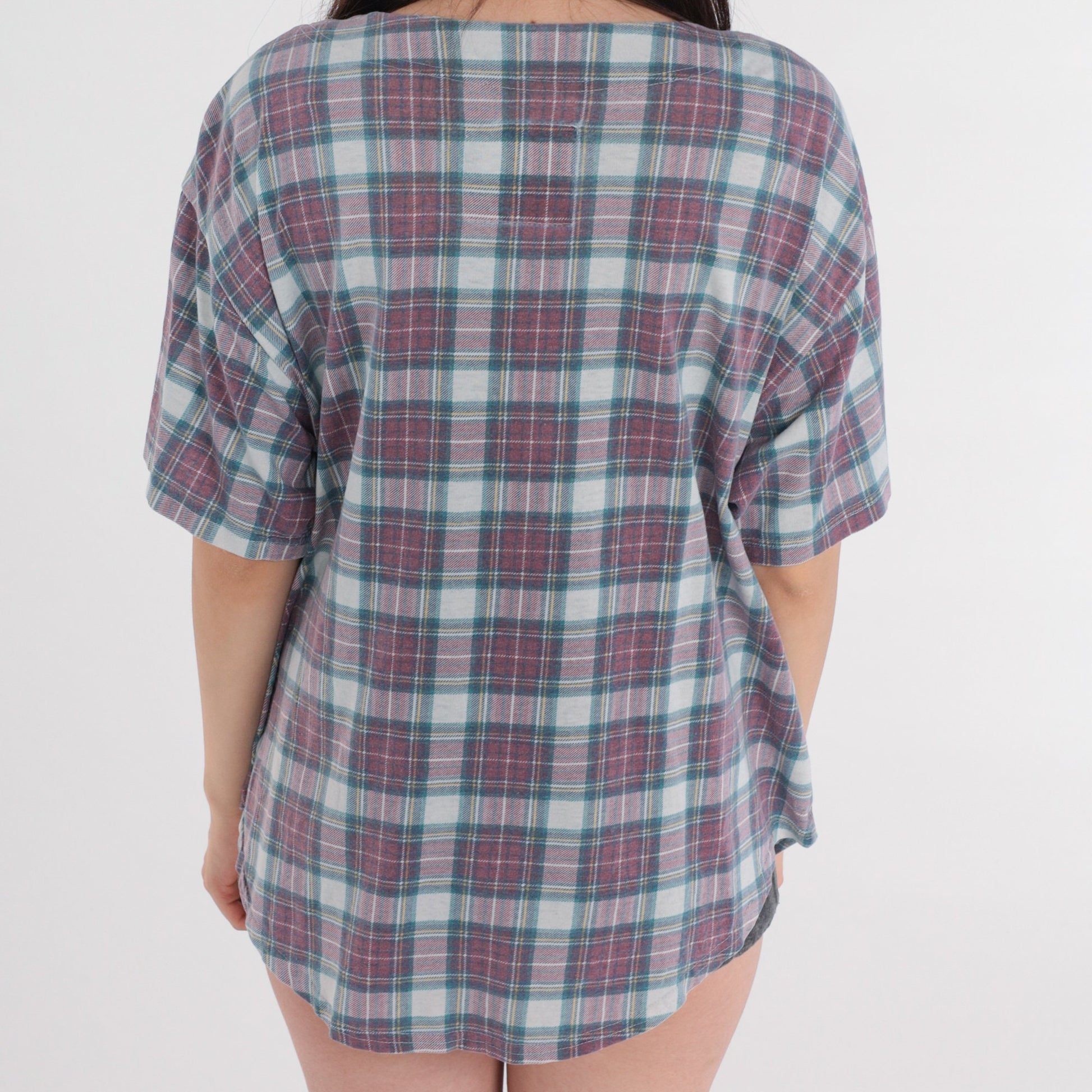 90s Latte Sport Plaid Button Up Shirt Short Sleeve Large L