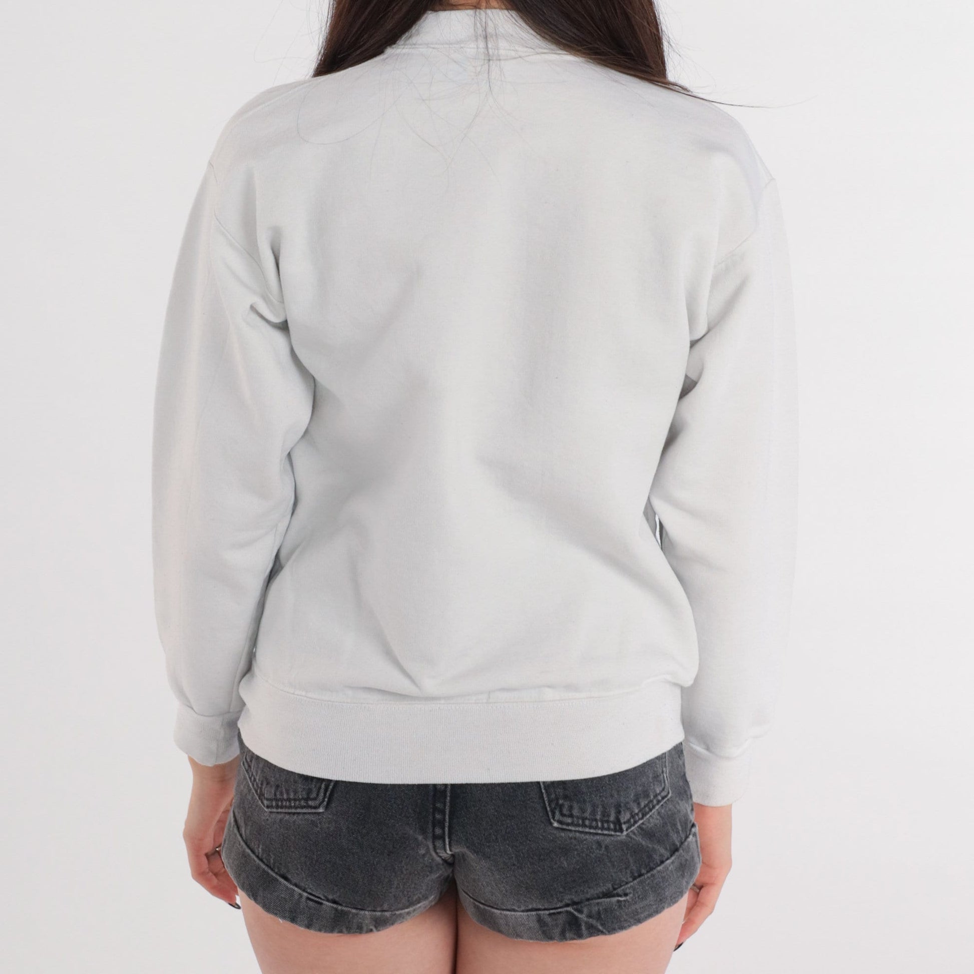 90s Maui Turtle Airbrushed Glitter Sweatshirt White Mockneck Extra Small XS