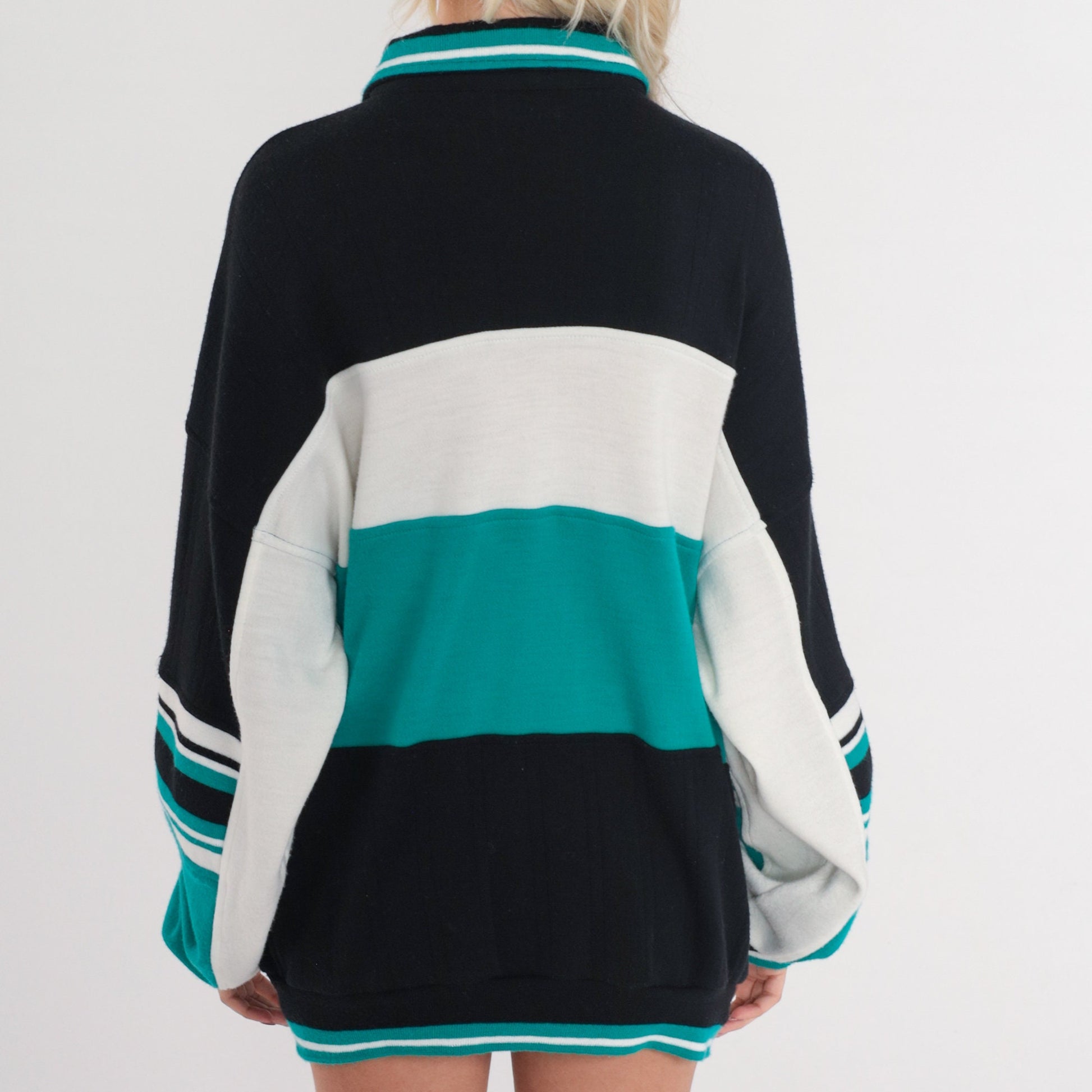 80s Pierre Cardin Track Jacket Striped Zip Up Black White Green Extra Large XXL