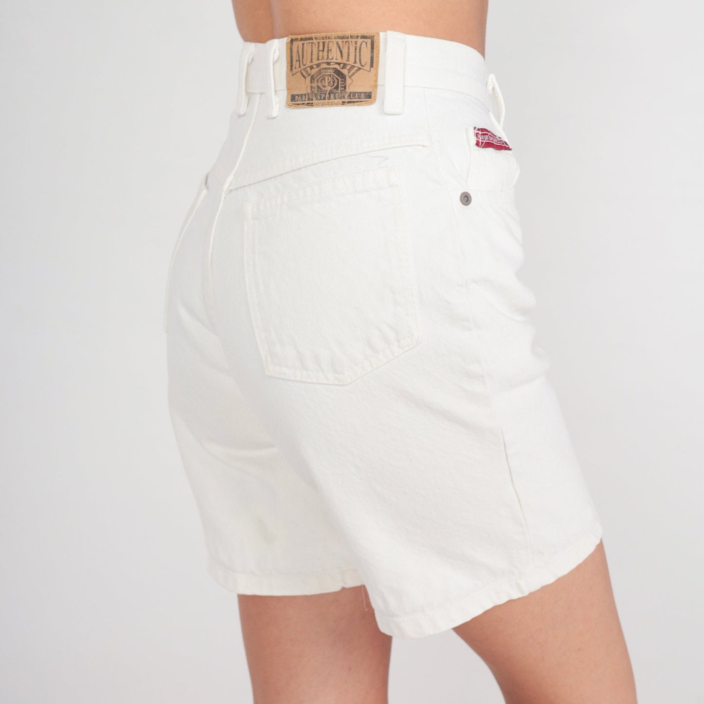90s White Denim Shorts High Waist Cotton Jean Shorts XXS