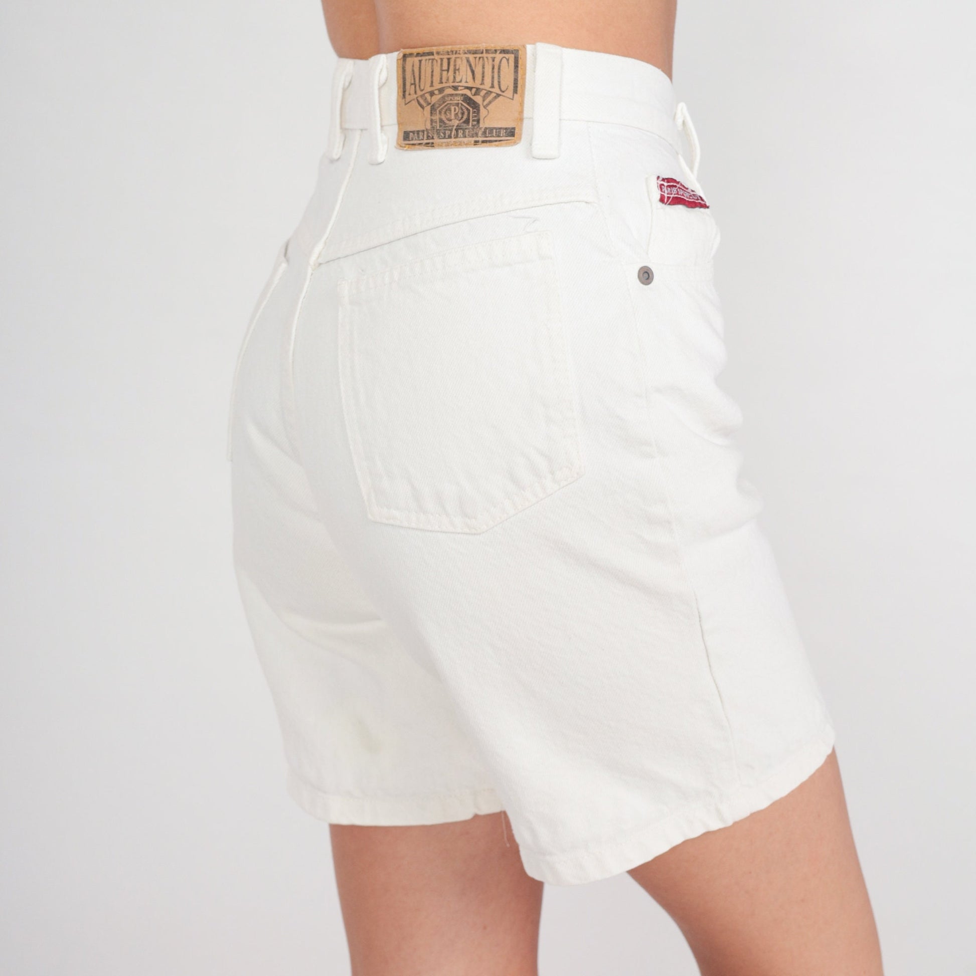 90s White Denim Shorts High Waist Cotton Jean Shorts XXS