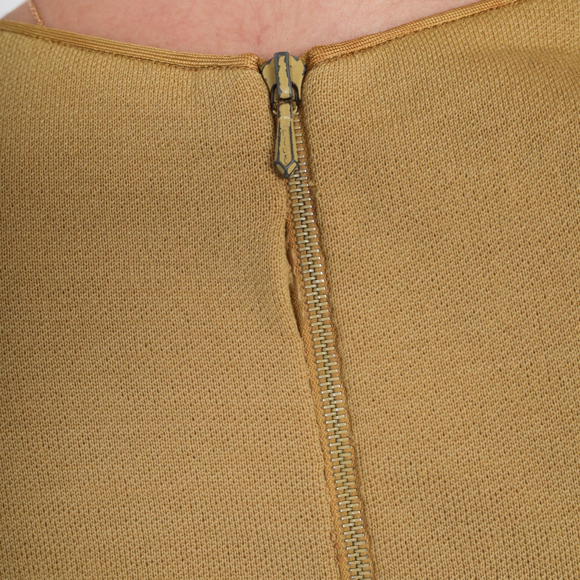 60s Wool Blend Knit Blouse Yellow Tan Short Sleeve Mod Shirt Small