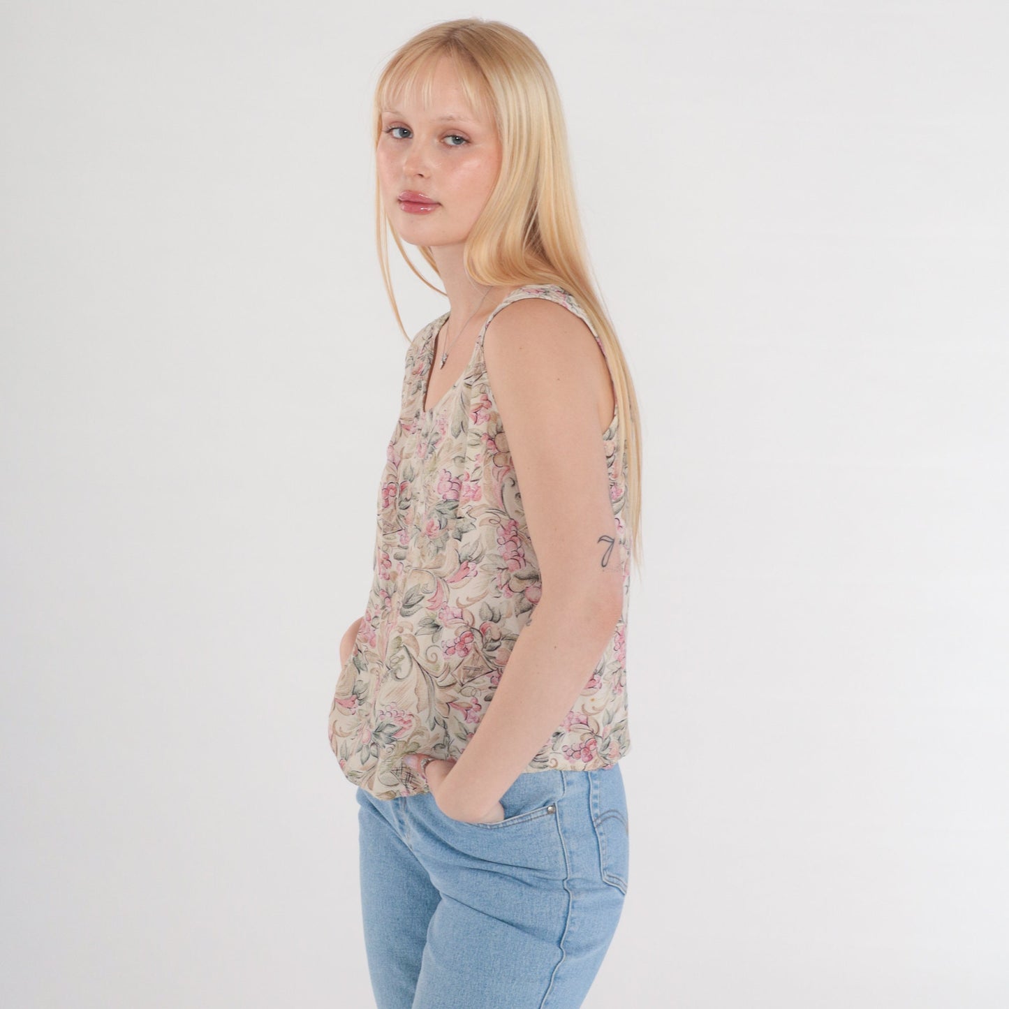 90s Rampage Fruit Print Tank Top Sleeveless Blouse Small S