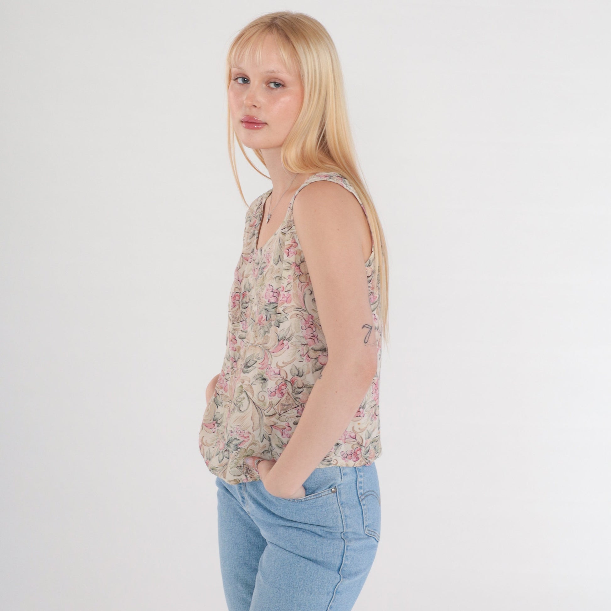 90s Rampage Fruit Print Tank Top Sleeveless Blouse Small S