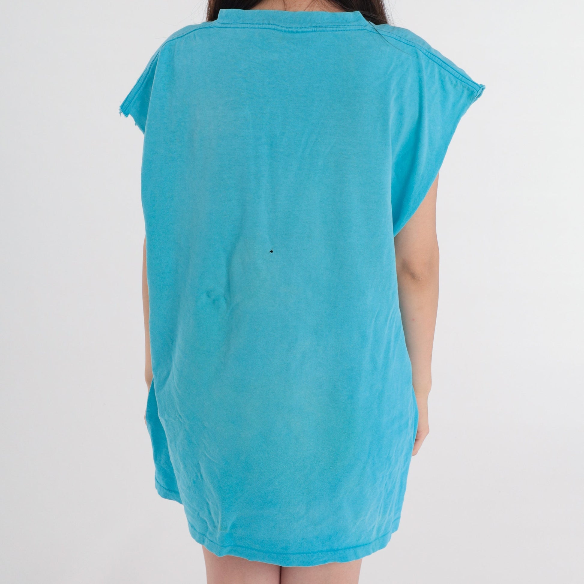 90s Santa Barbara Graphic Muscle Tank Turquoise Cotton Single Stitch Extra Large XL
