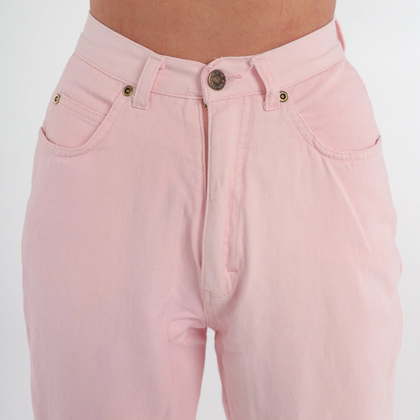90s Baby Pink High-Waist Straight Jeans Cotton Denim Extra Small XS