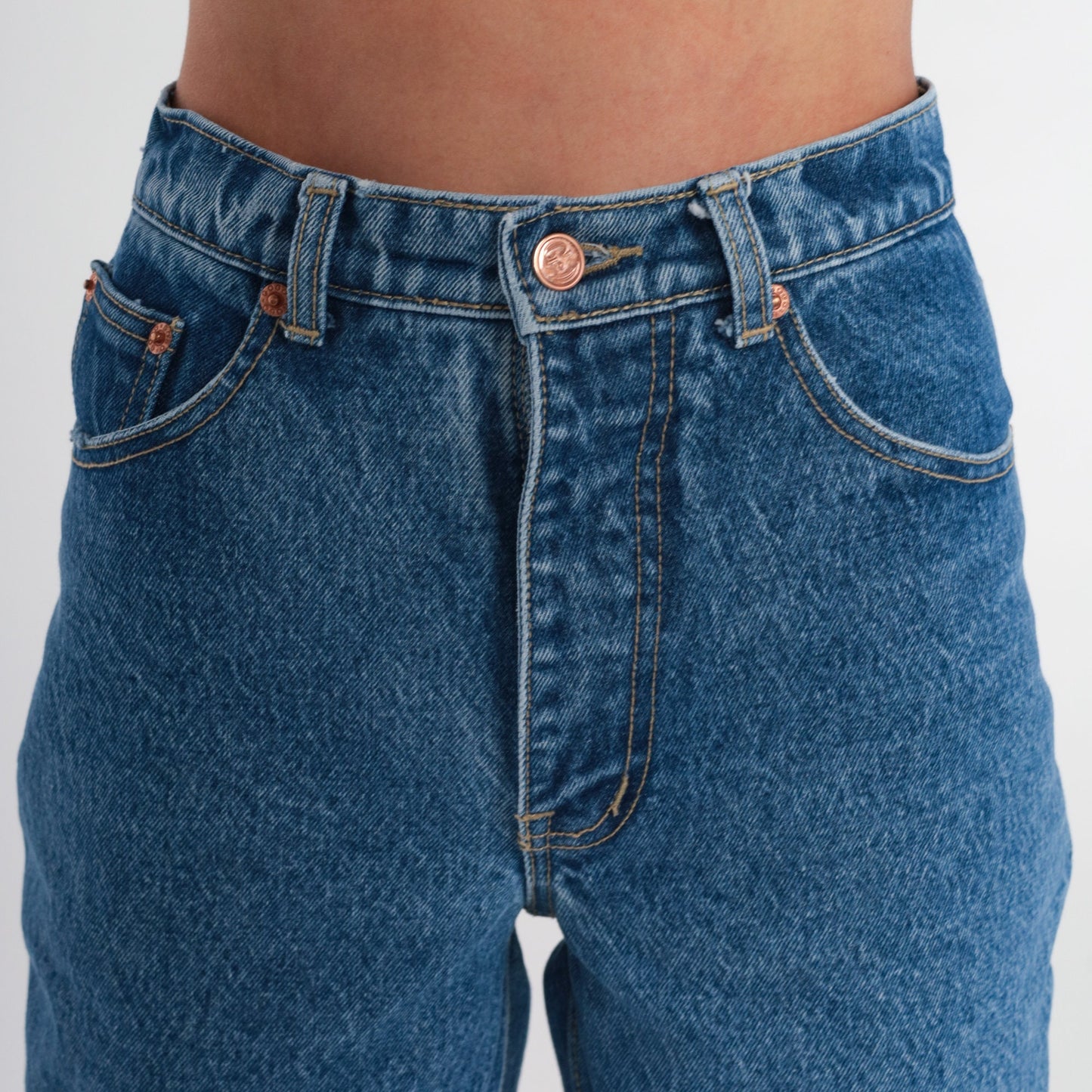 80s Gogo Jeans High Waisted Cropped Denim Dark Blue 2XS