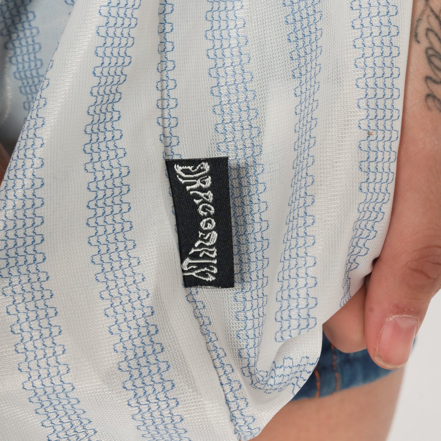 70s Dragonfly Sheer Button Up Shirt White Blue Striped Disco Men's Extra Large