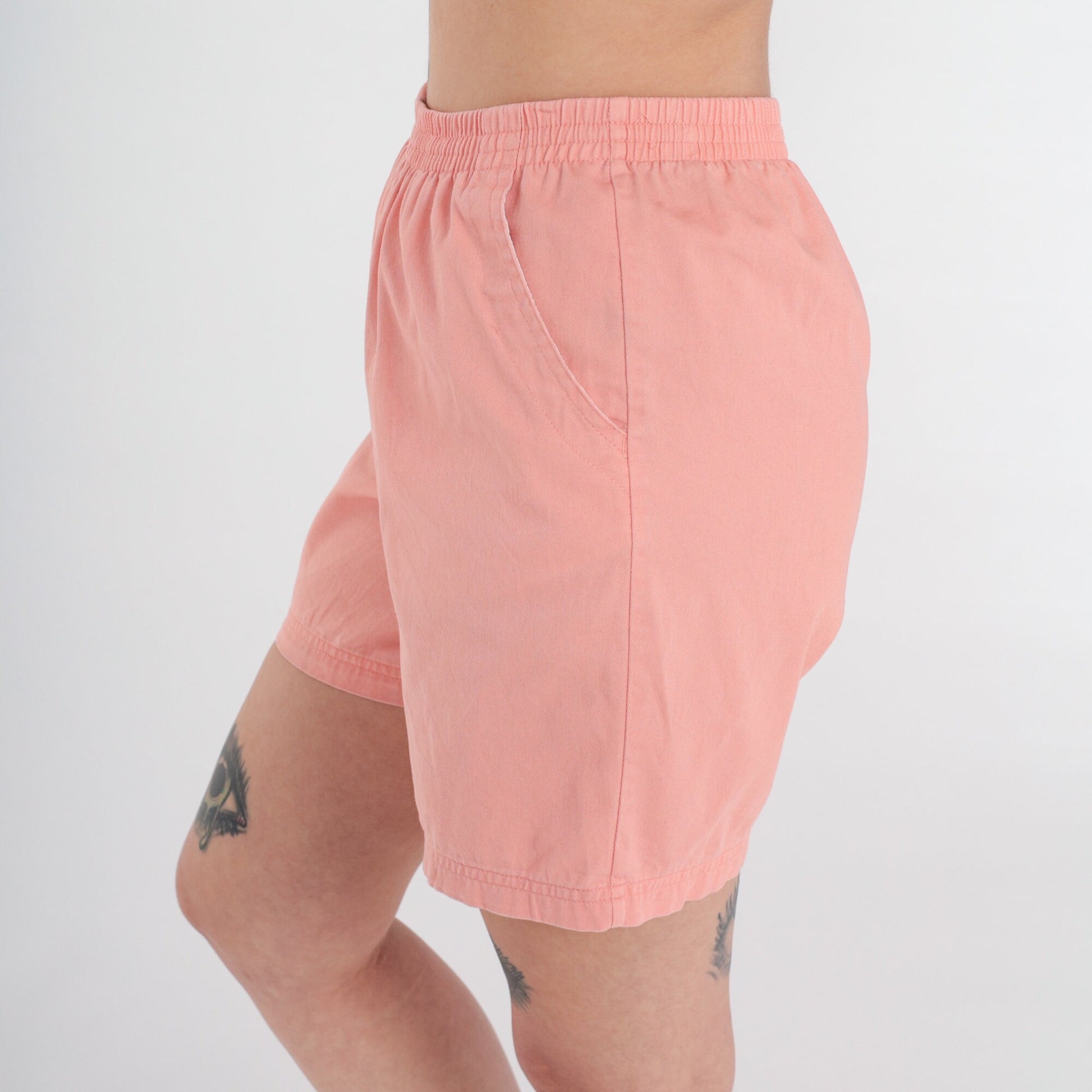 00s Pink Cotton High-Waist Shorts Elastic Waist Small S
