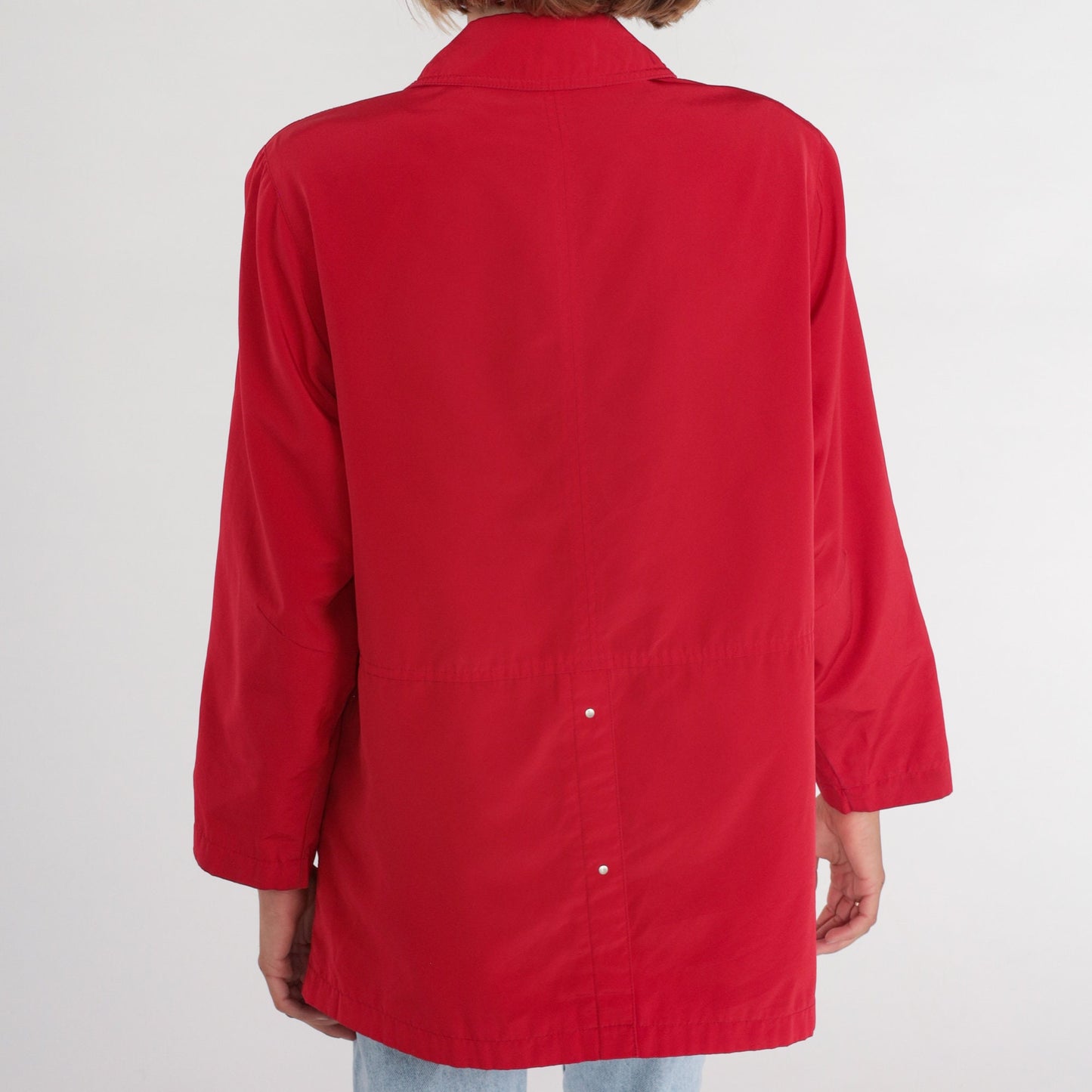 Y2K Red Windbreaker Jacket Zip Up Shell Coat Small S
