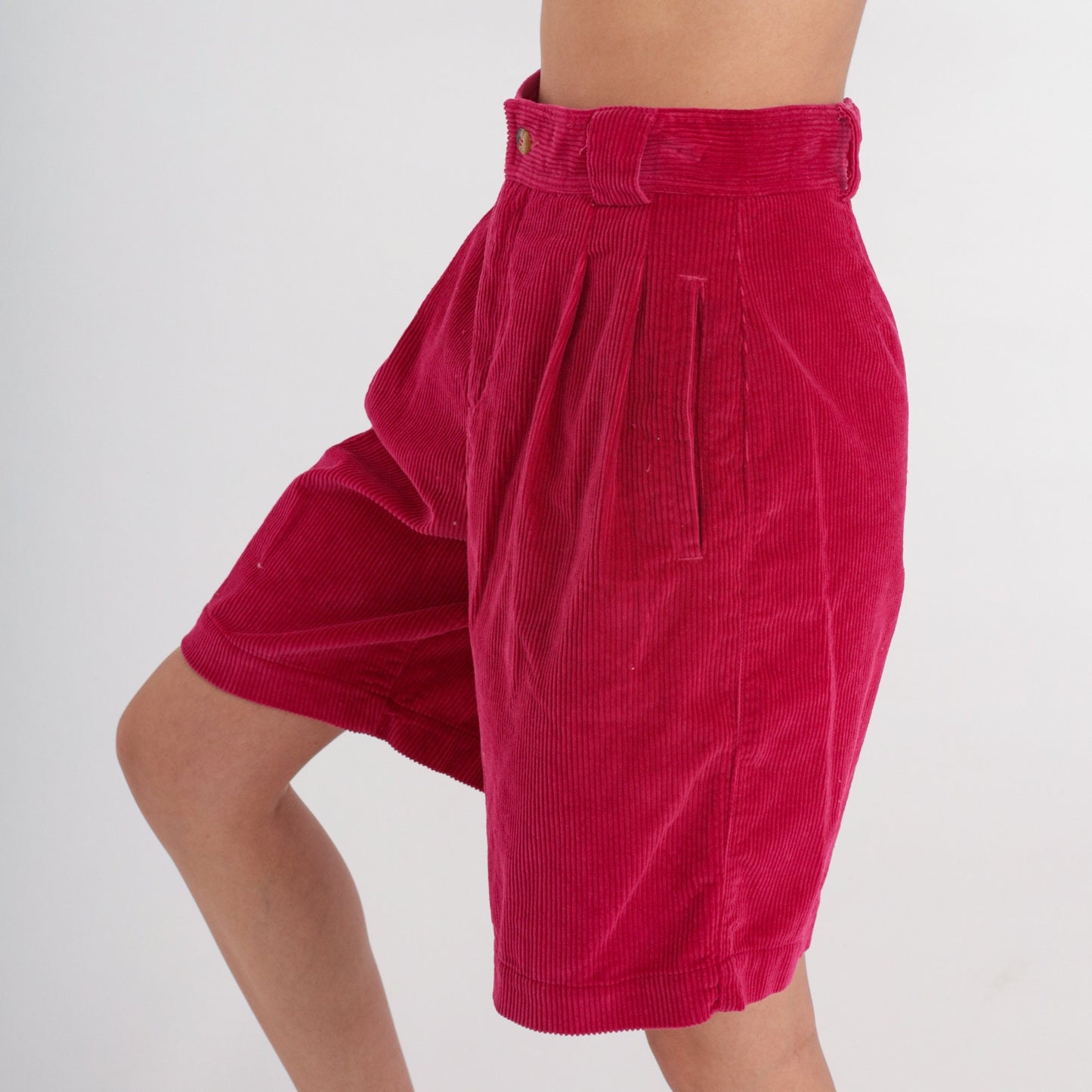 90s Liz Claiborne Pink Corduroy Shorts High Waist Pleated Small 6