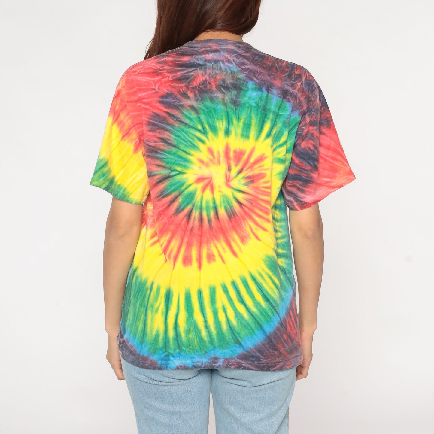 Y2K Palm Springs Tie Dye T-Shirt Peace Sign Graphic Cotton Tee Medium M