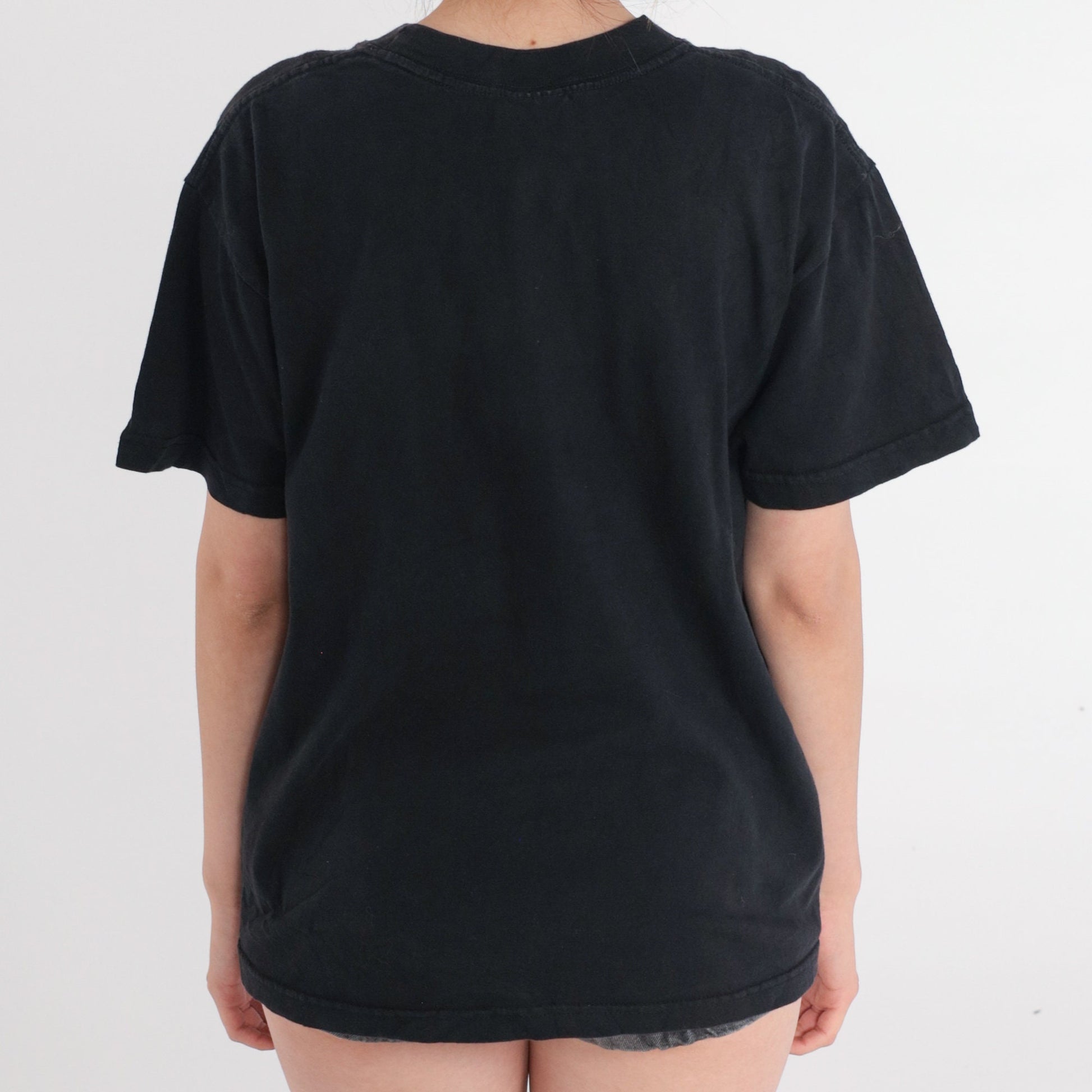 90s Etzatlan Jalisco Mexico Embroidered T-Shirt Black Parroquia Large