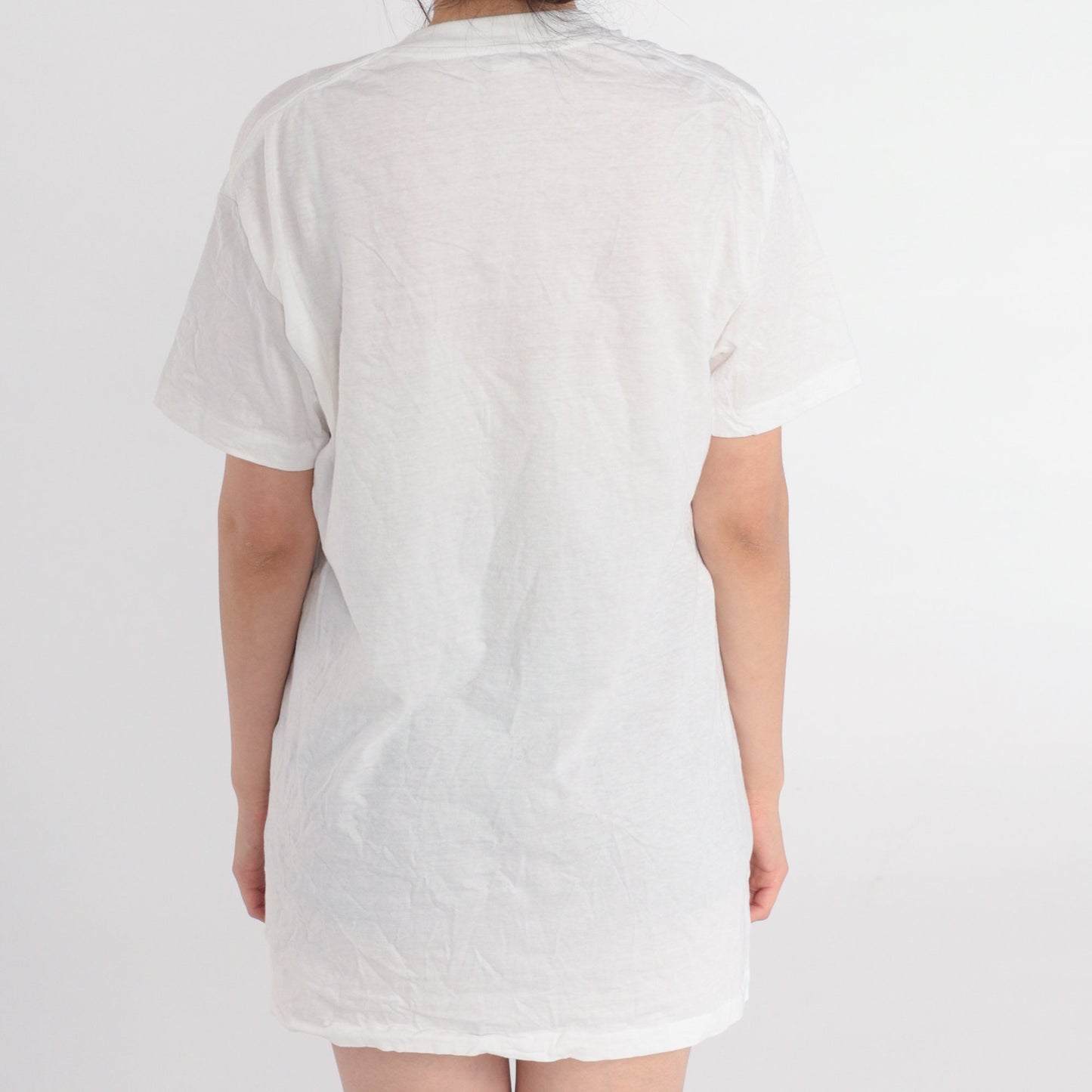 80s Jockey Plain White Crewneck T-Shirt Single Stitch Large L