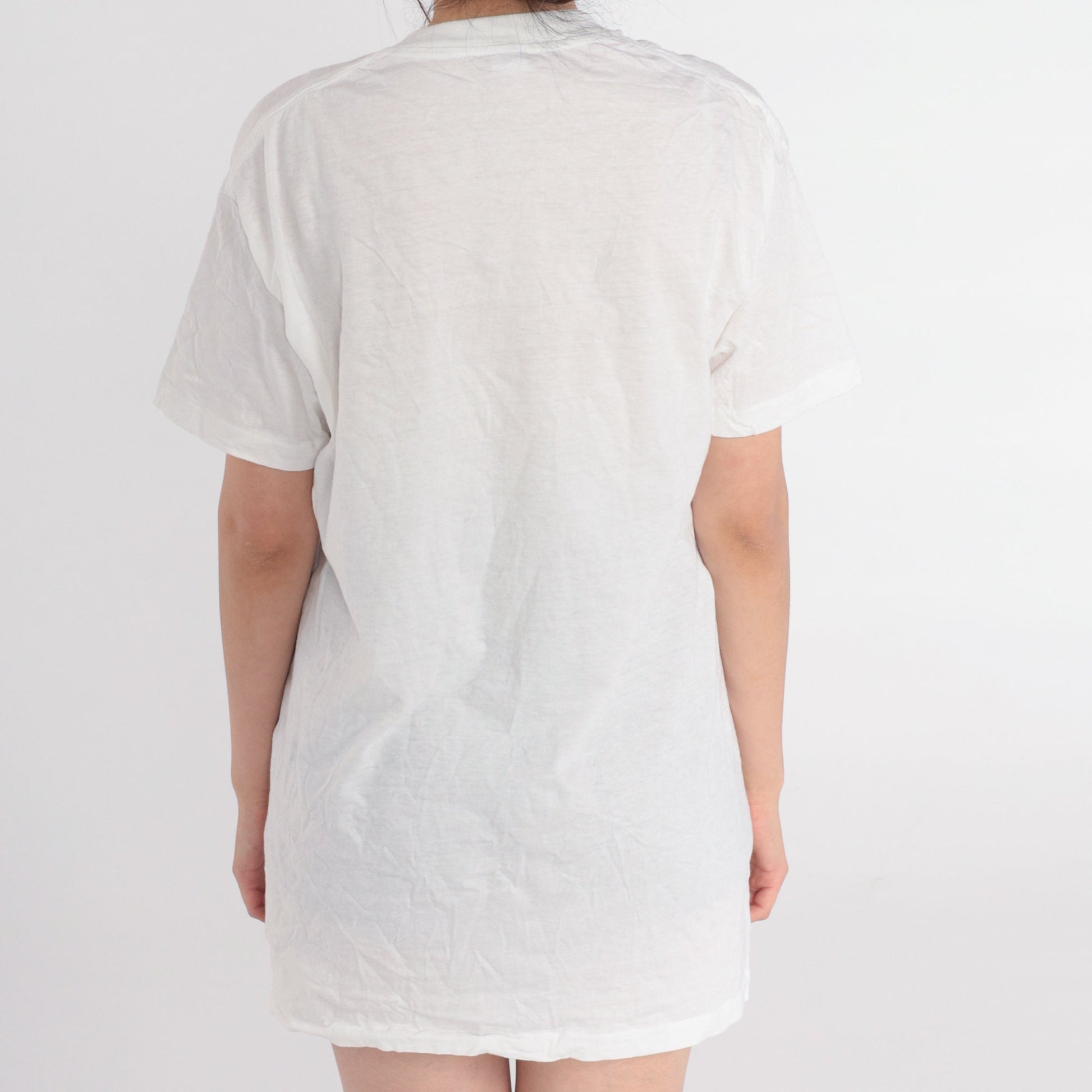 80s Jockey Plain White Crewneck T-Shirt Single Stitch Large L
