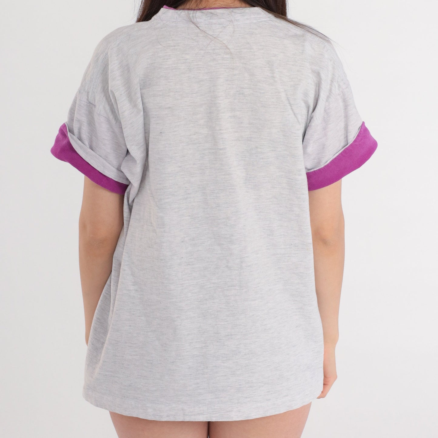 90s Island Cafe Aruba Graphic T-Shirt Grey Purple Cuff Large