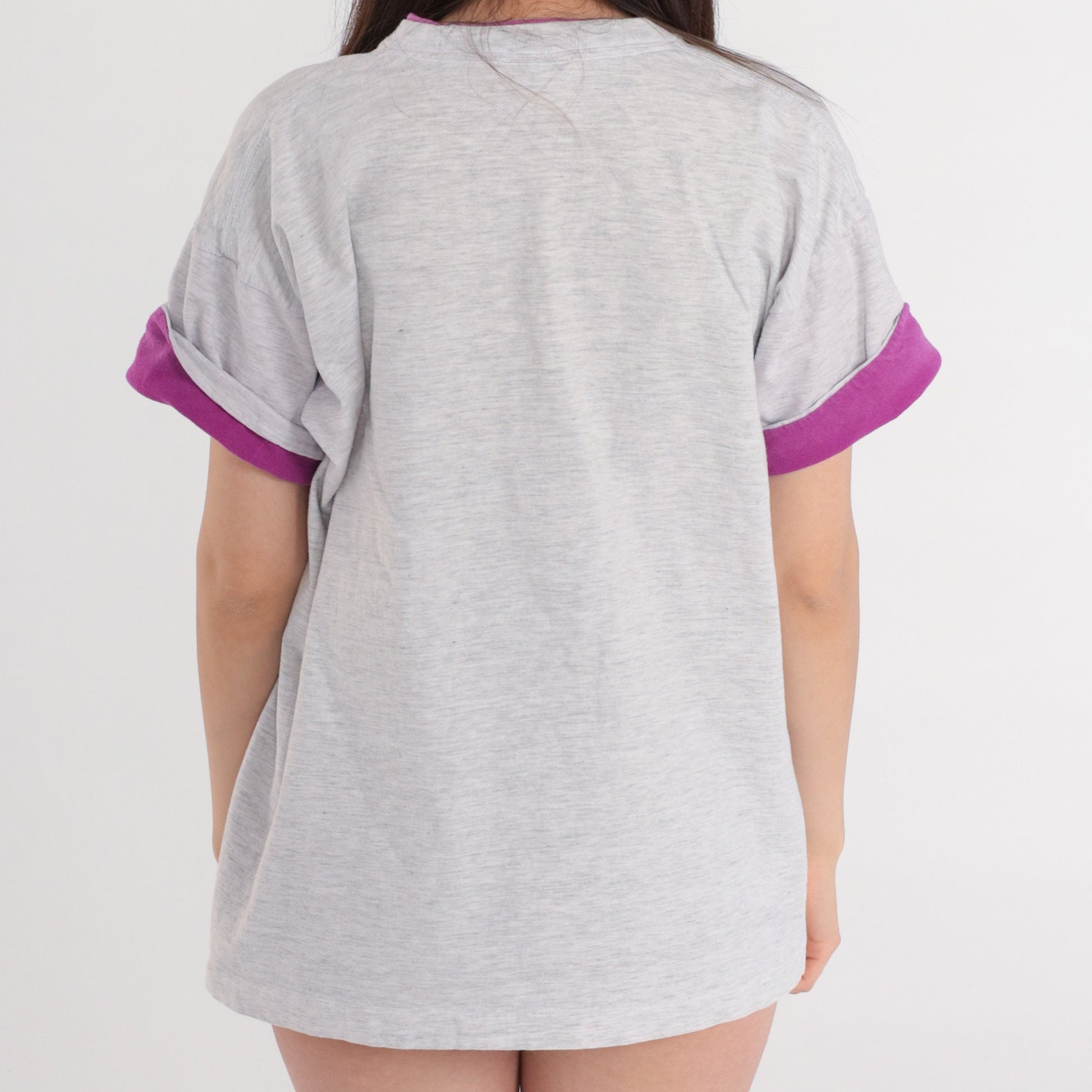 90s Island Cafe Aruba Graphic T-Shirt Grey Purple Cuff Large