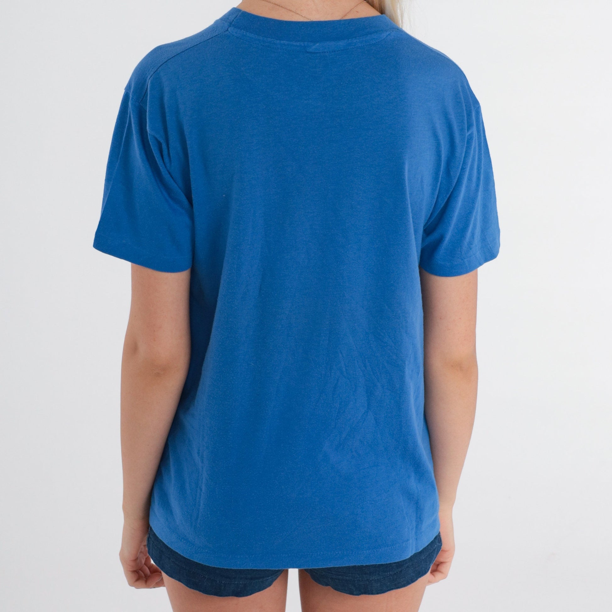 80s Intensity Insanity Graphic T-Shirt Blue Athletic Aerobics Tee Medium