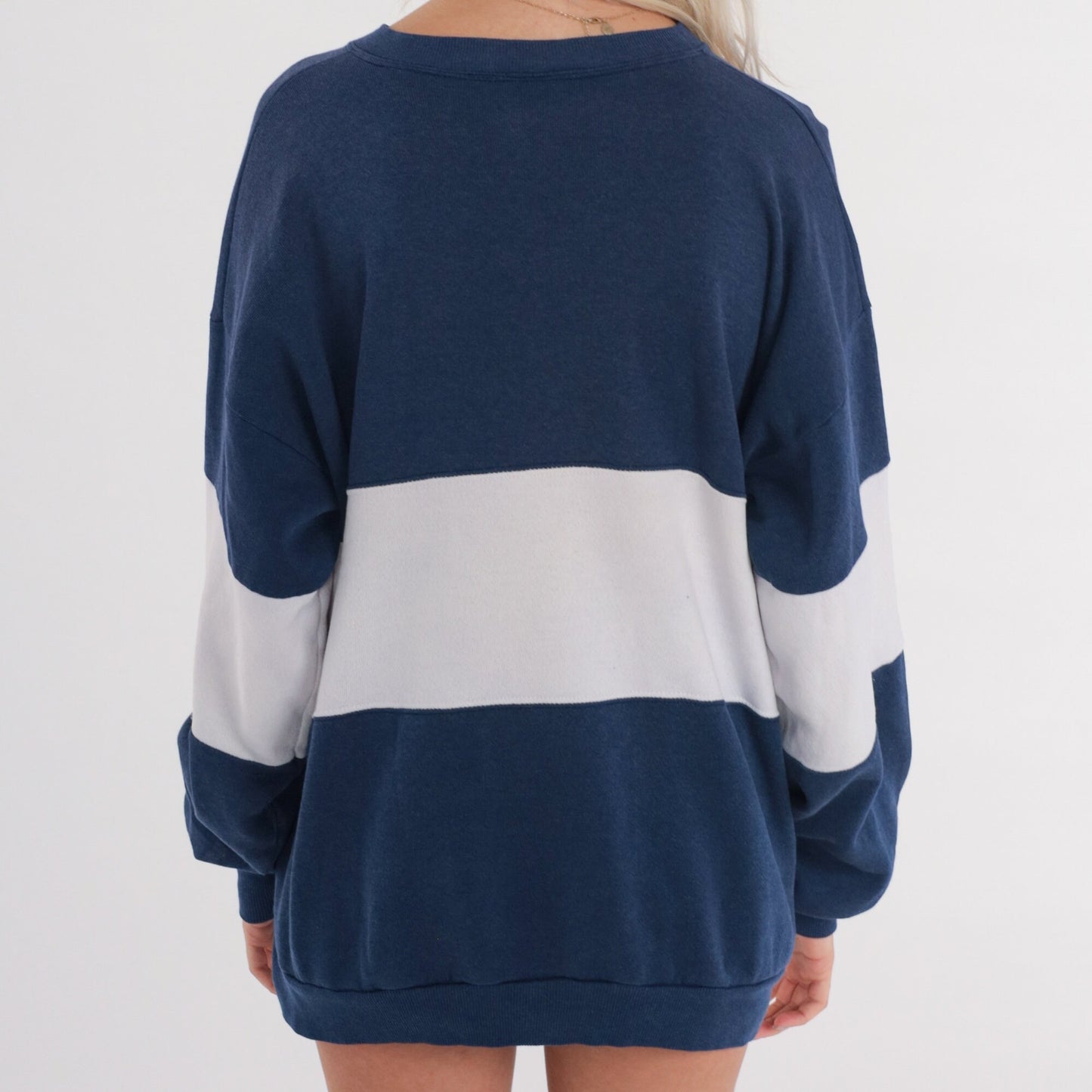 80s Christ College Cincinnati Navy Sweatshirt Distressed Drop Shoulder Extra Large