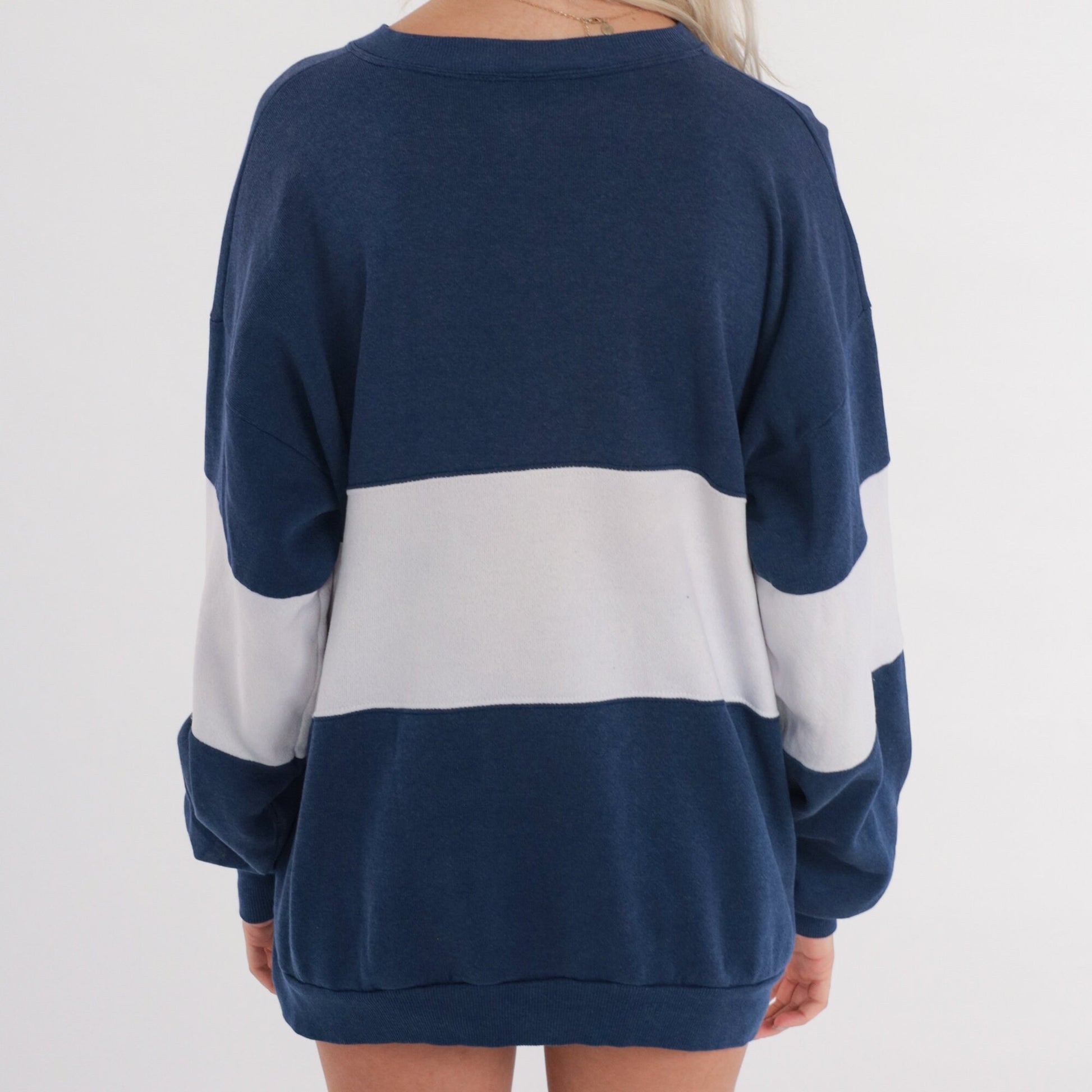 80s Christ College Cincinnati Navy Sweatshirt Distressed Drop Shoulder Extra Large
