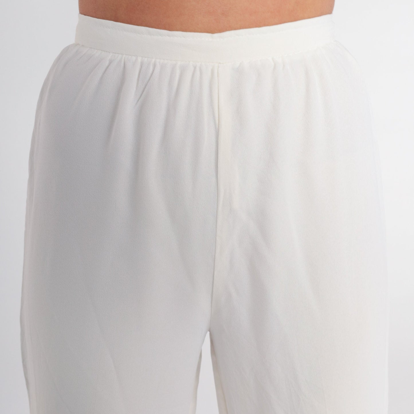 70s White High-Waisted Tapered Ankle Pants Extra Small