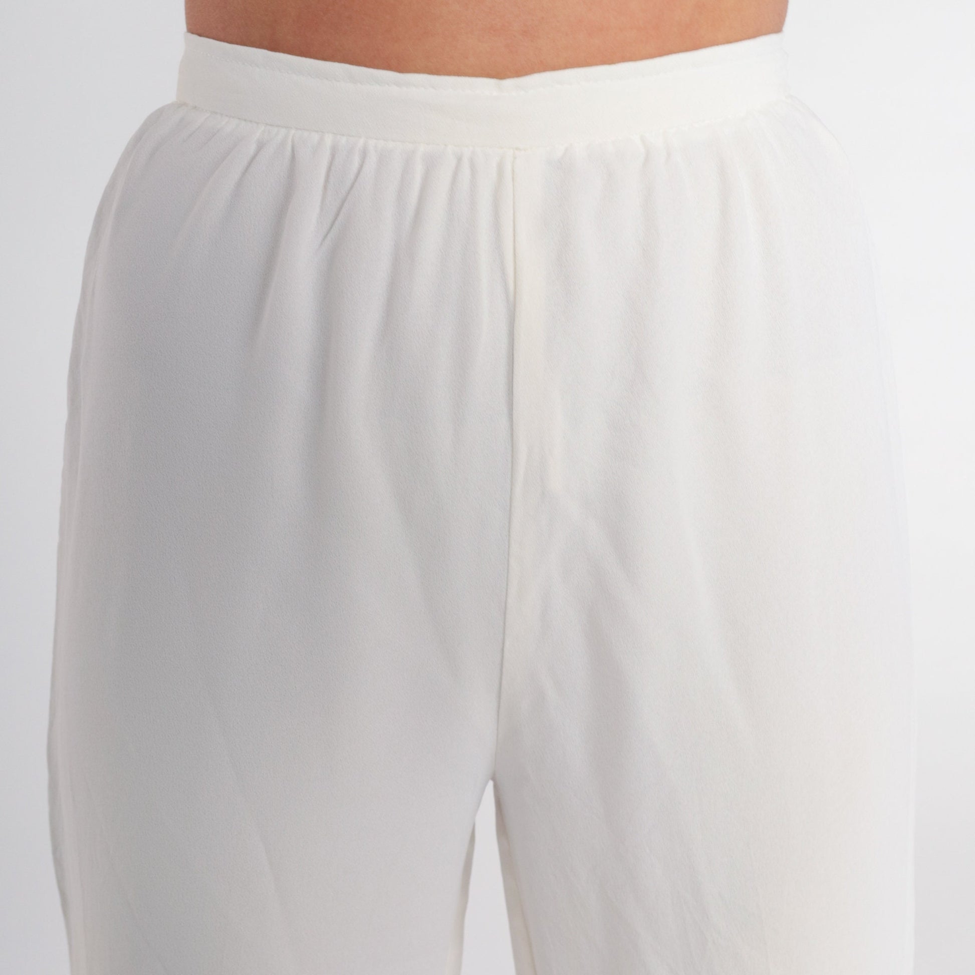 70s White High-Waisted Tapered Ankle Pants Extra Small