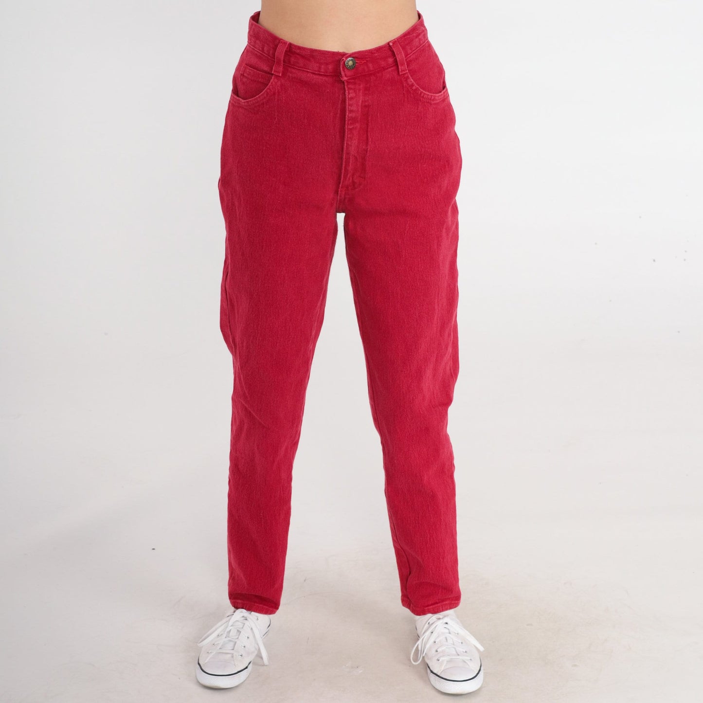 90s Forenza Red High-Waisted Mom Jeans Tapered Denim Small