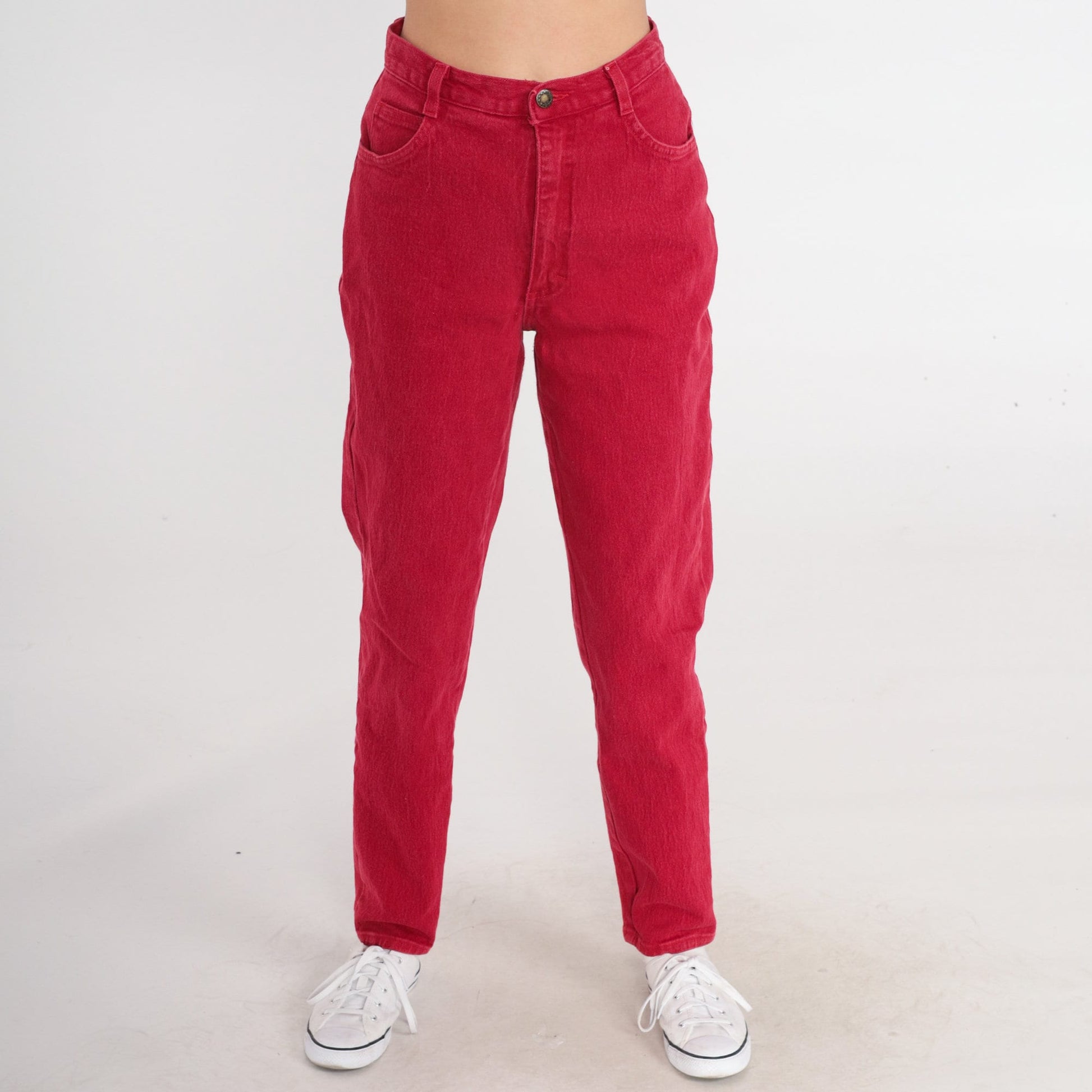 90s Forenza Red High-Waisted Mom Jeans Tapered Denim Small