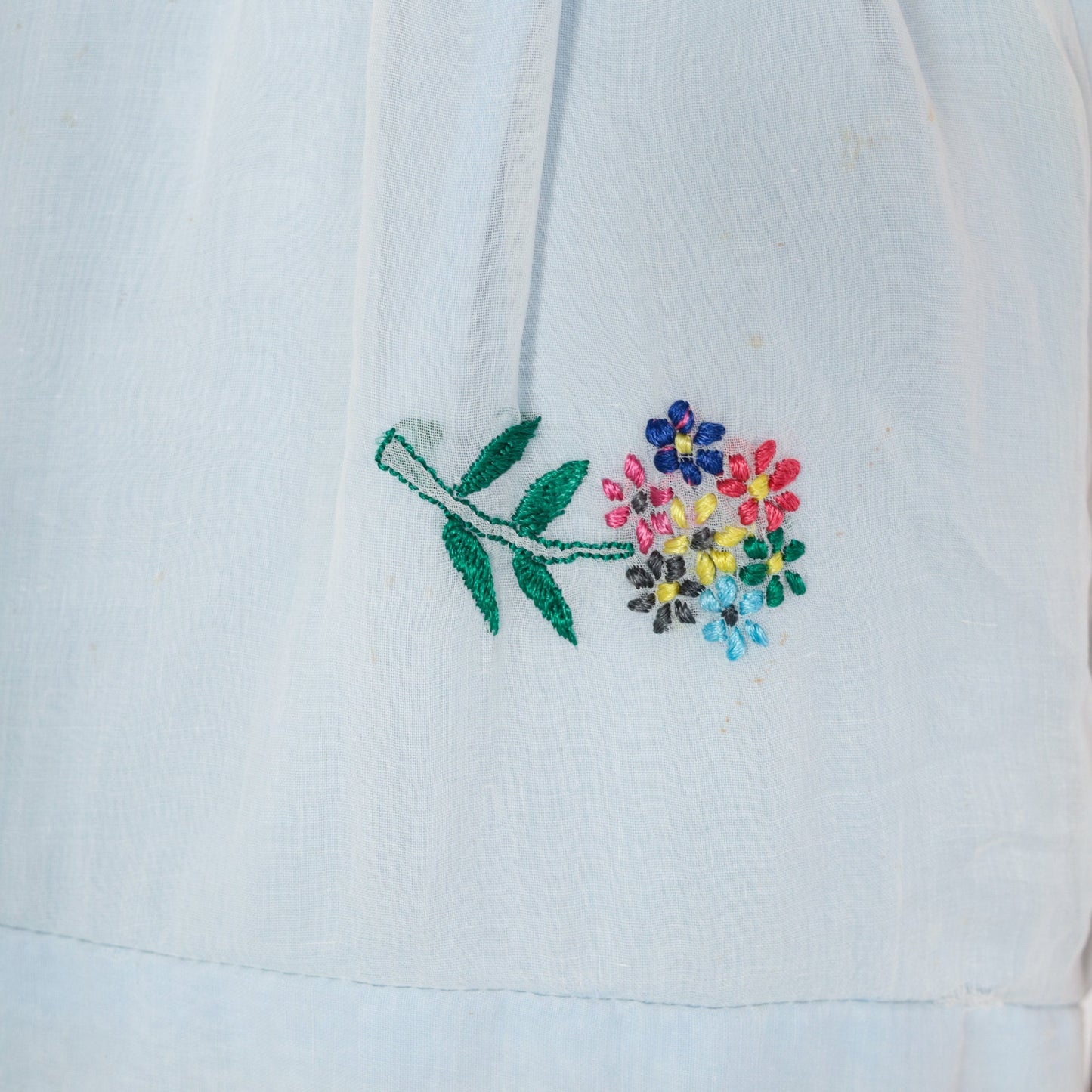 70s Blue Floral Peacock Embroidered Halter Midi Dress Open Back Empire Waist Small