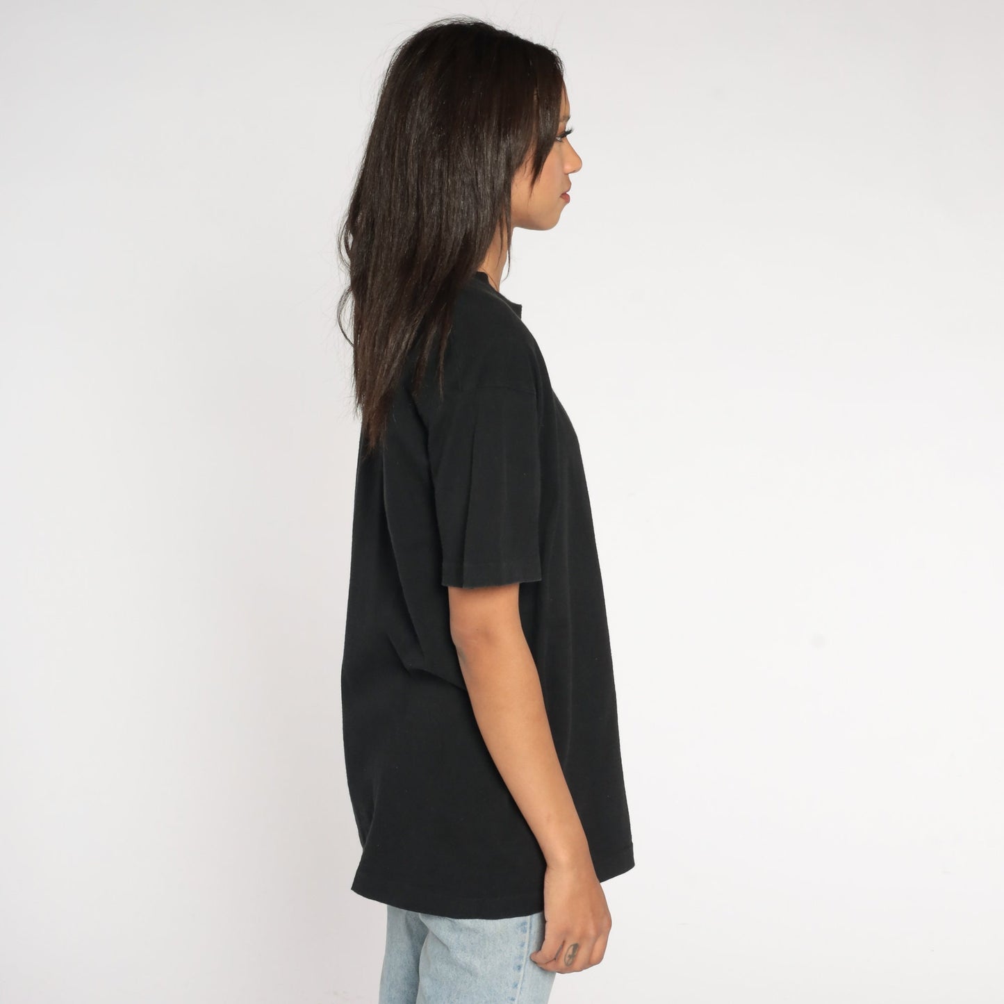90s NYPD Embroidered T-Shirt New York City Police Graphic Tee Black Cotton Large