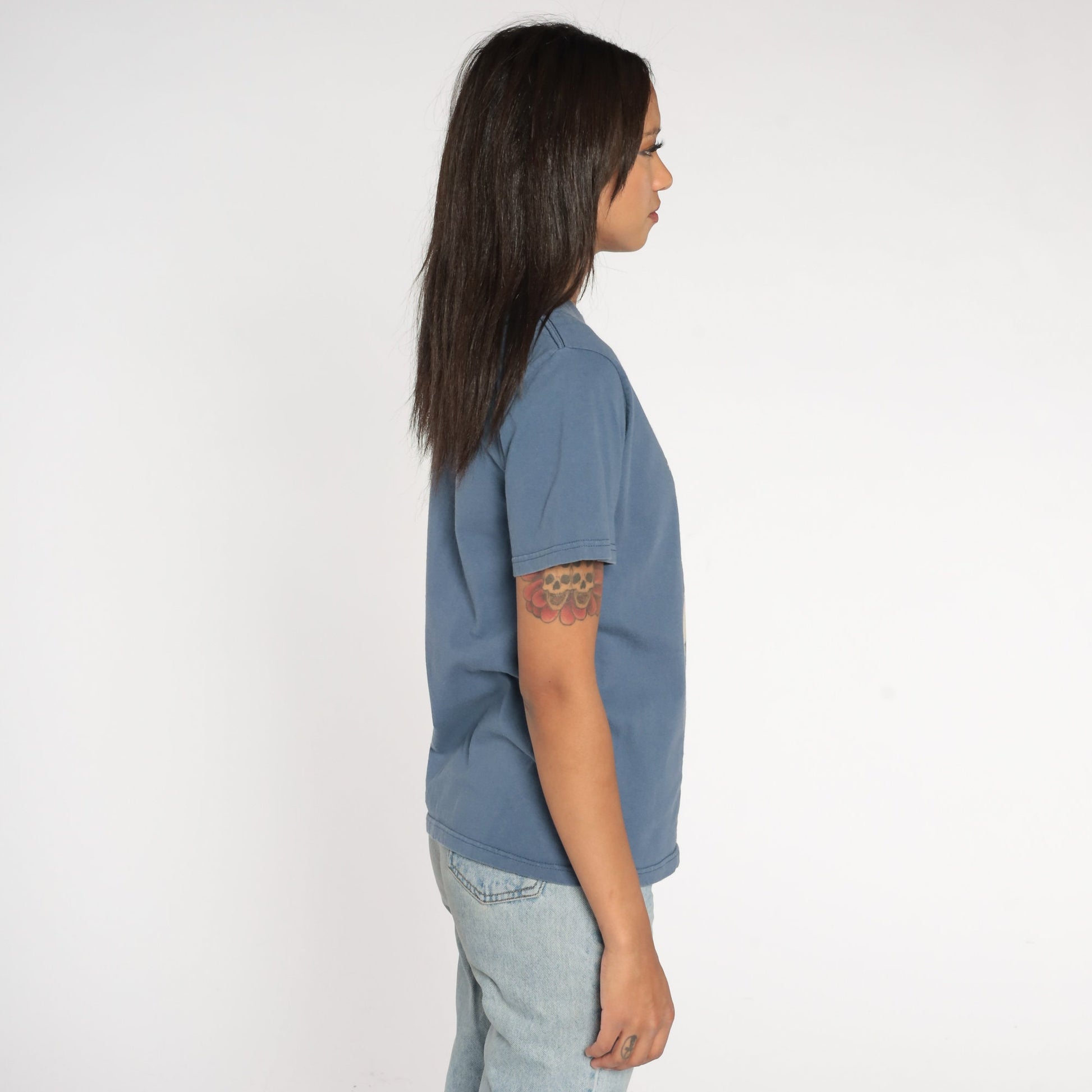 90s Loretto Chapel Santa Fe New Mexico Graphic T-Shirt Blue Small