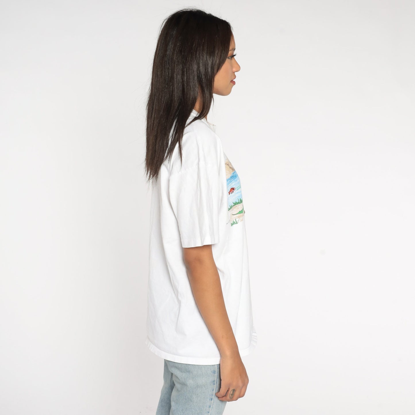 90s Golf Shirt Golfer Alligator Pond Graphic Tee White Cotton Large