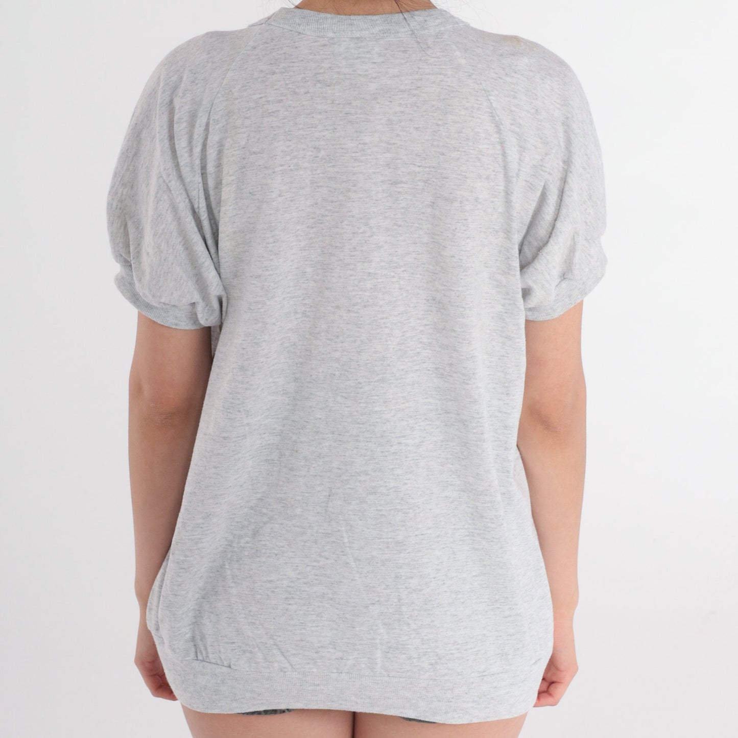 90s Birdhouse Graphic T-Shirt Heather Grey Banded Hem Large L