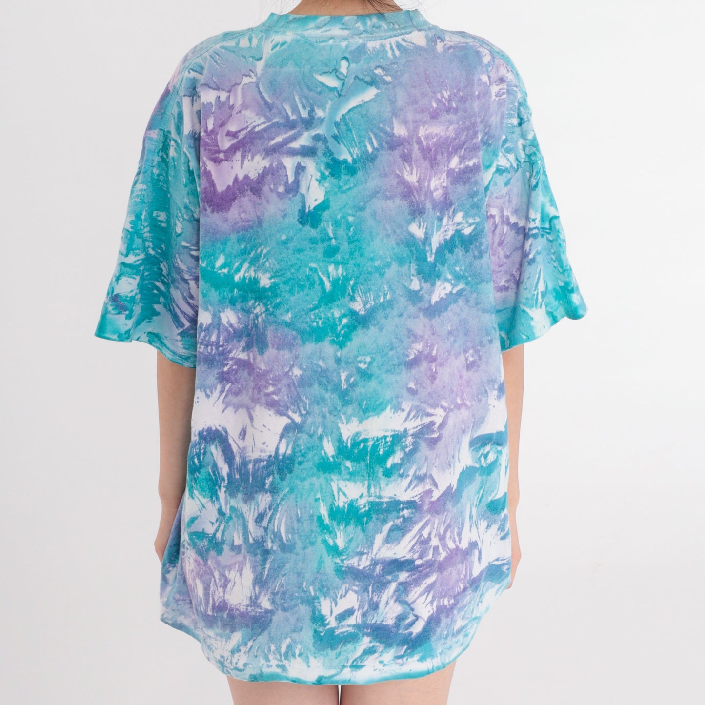 90s Genuine Tie Dye Graphic T-Shirt Blue White Purple Metallic Paint One Size