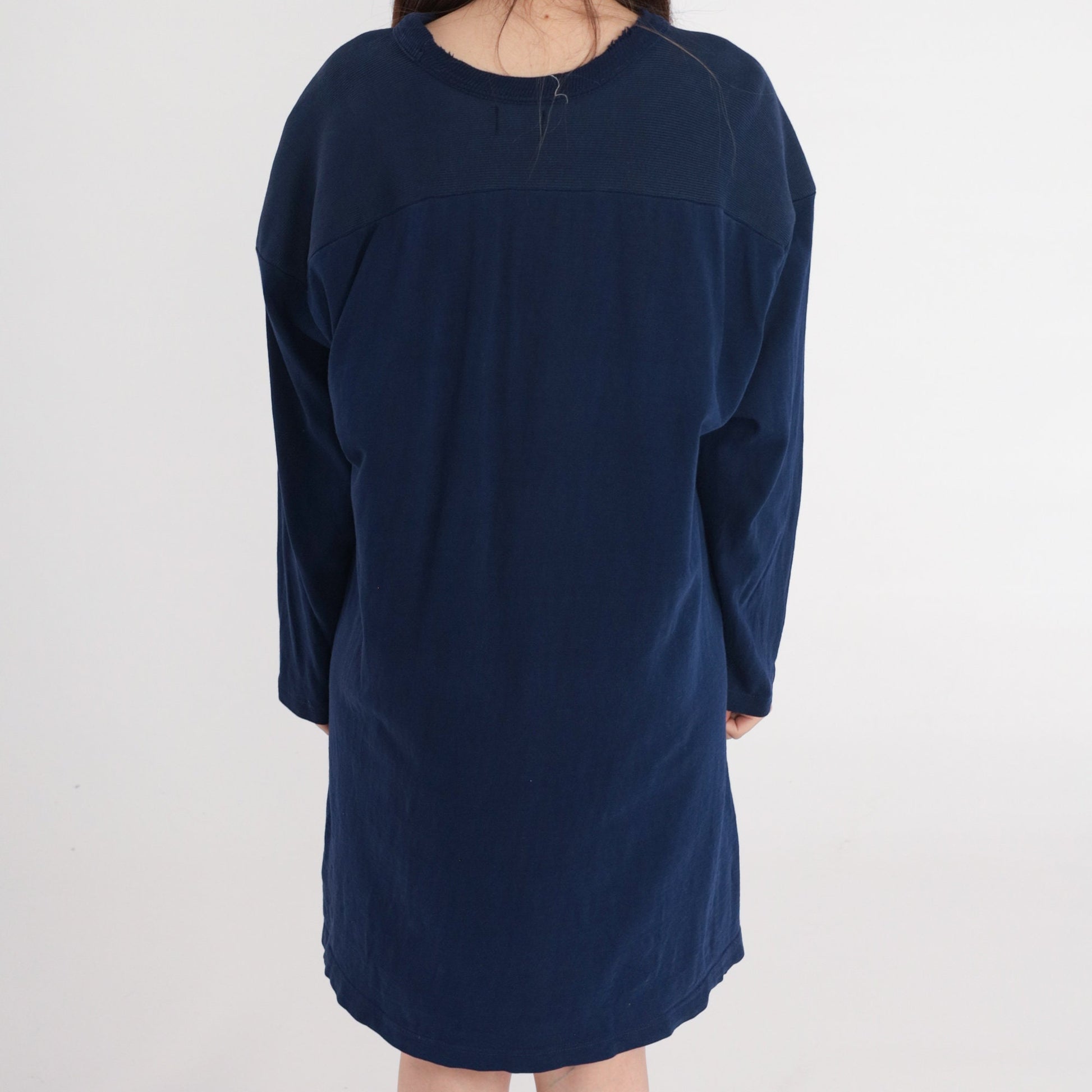 80s Wilson Navy T-Shirt Dress Plain Tee Large XL