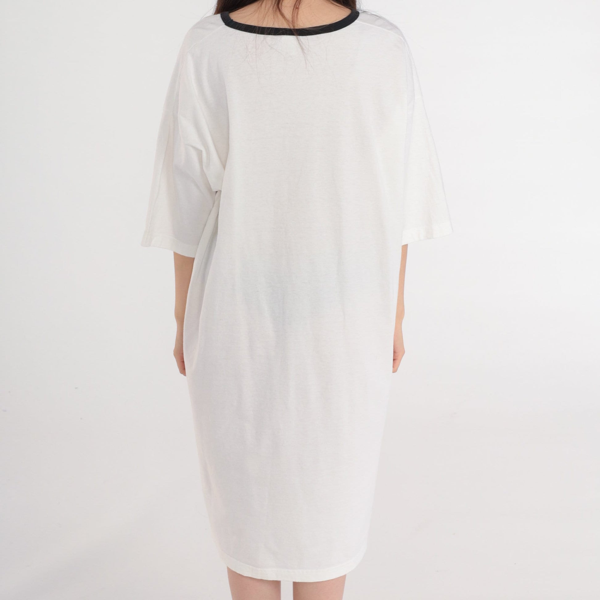 90s I'm In a Meeting Graphic T-Shirt Dress White Cotton Midi One Size