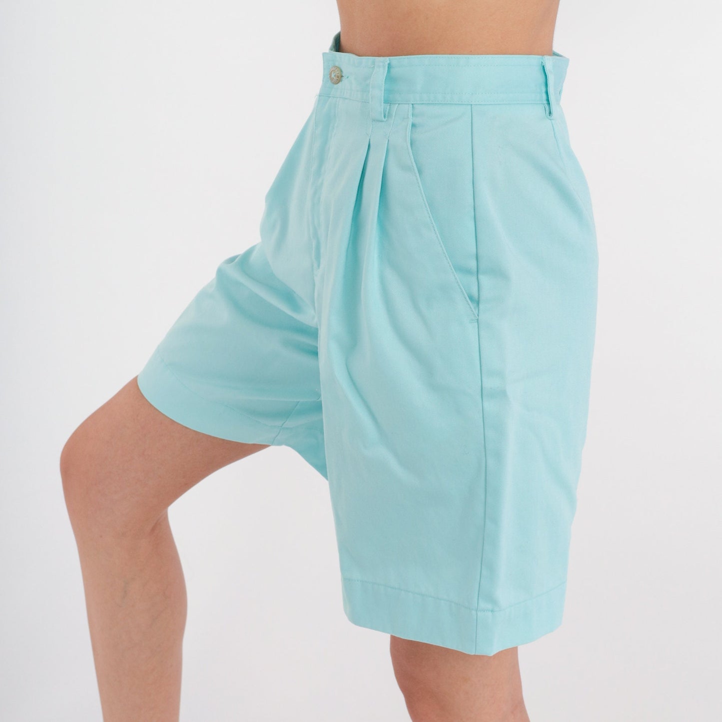 90s Liz Claiborne Blue Pleated High-Waist Bermuda Shorts Cotton Small