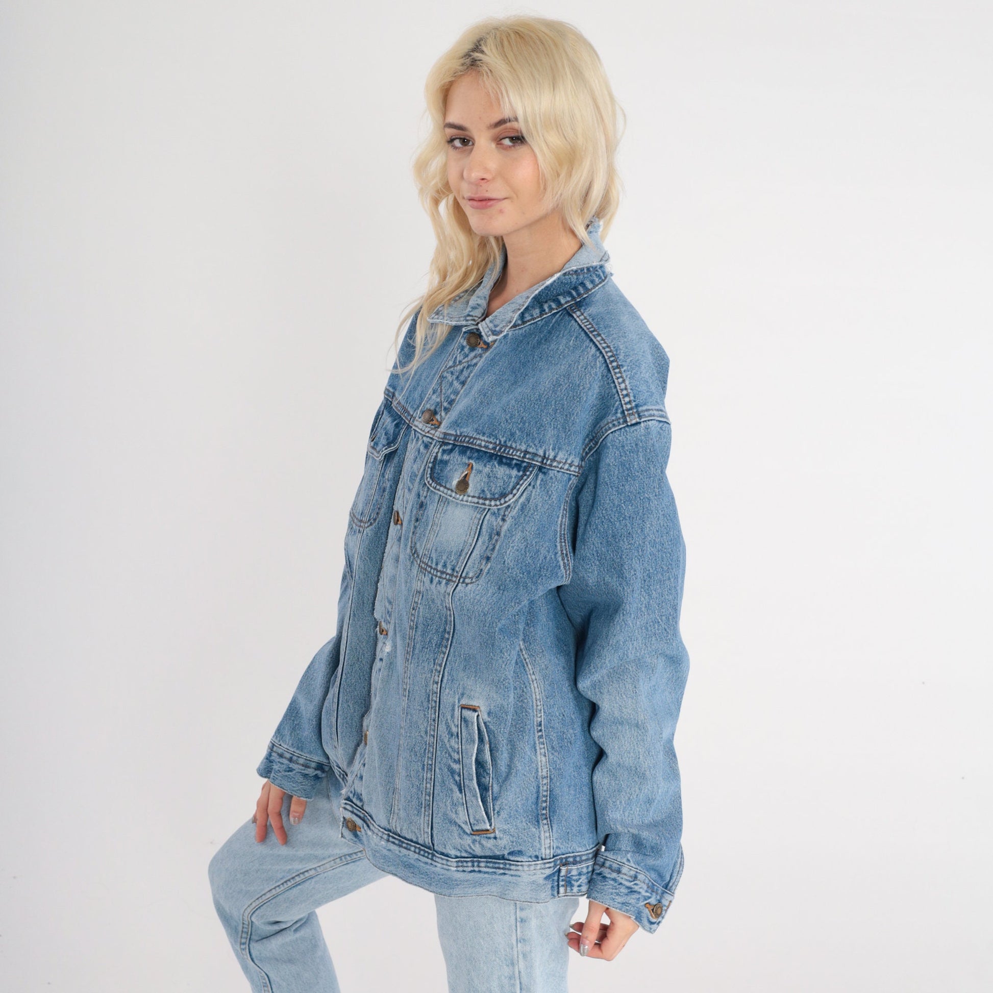 90s Wrangler Blue Denim Jacket Button Up Jean Jacket Large L