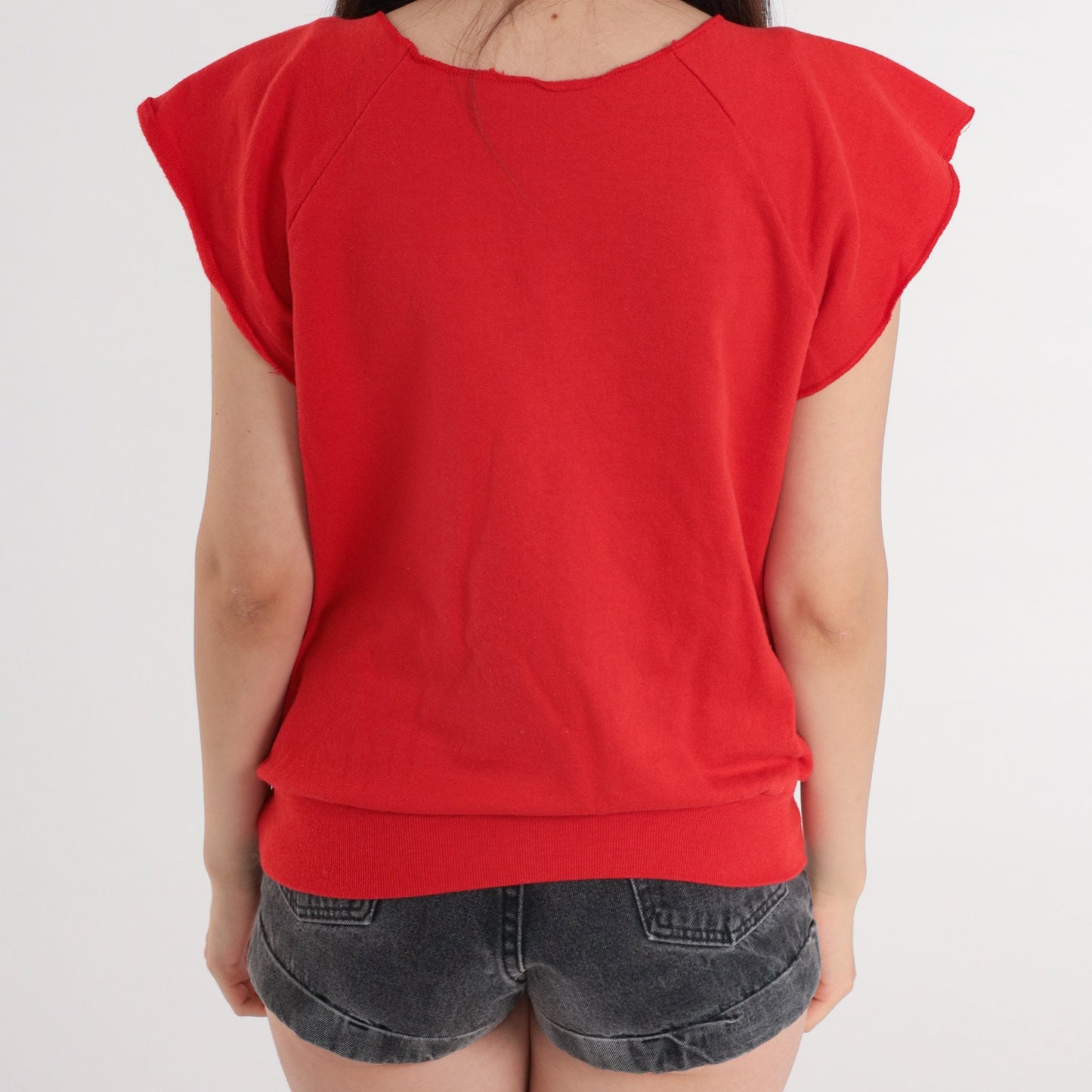 80s Tropix Flex Red Short Sleeve Sweatshirt Graphic Crewneck Medium