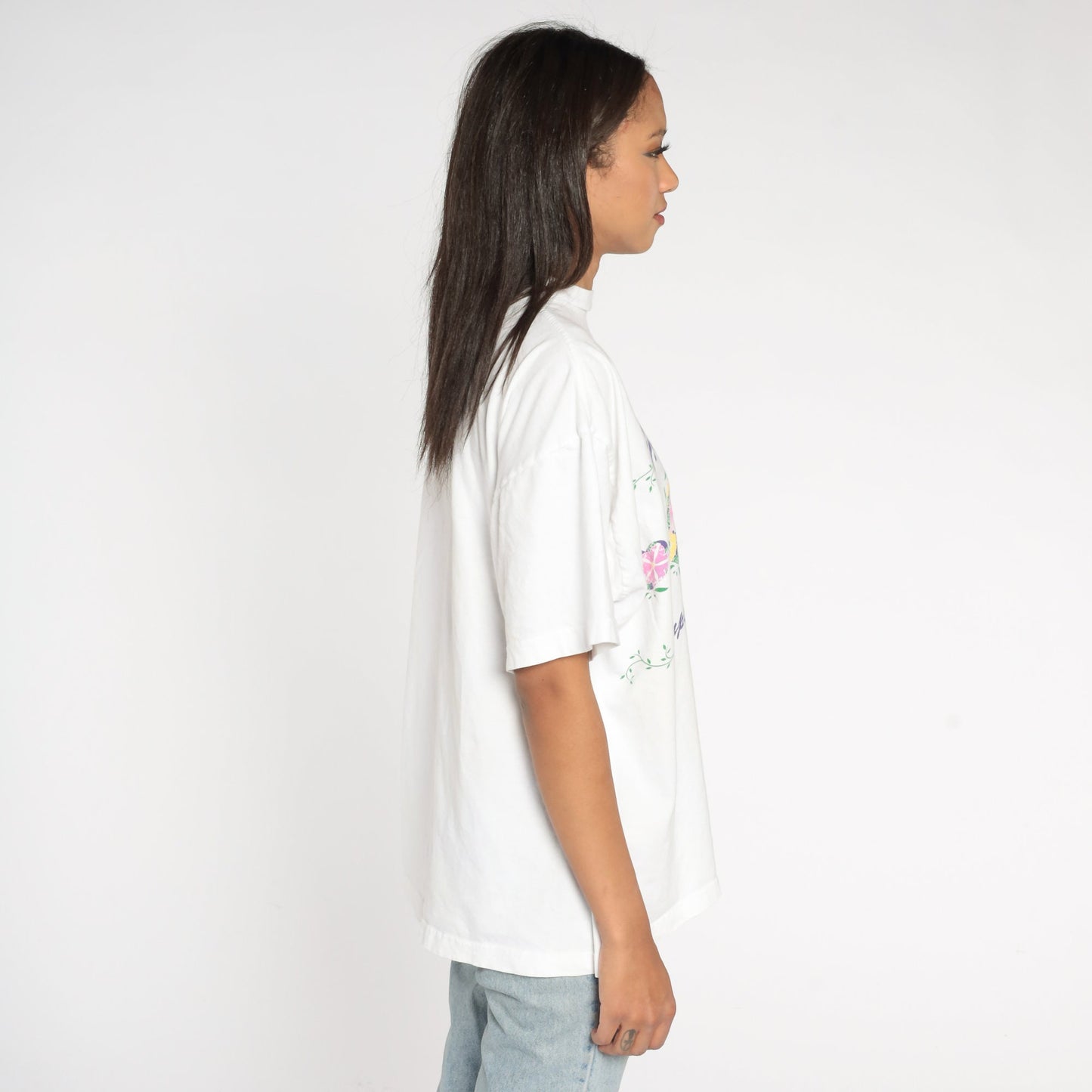 90s Mother Simply The Best Graphic T-Shirt Floral Print White Cotton Extra Large