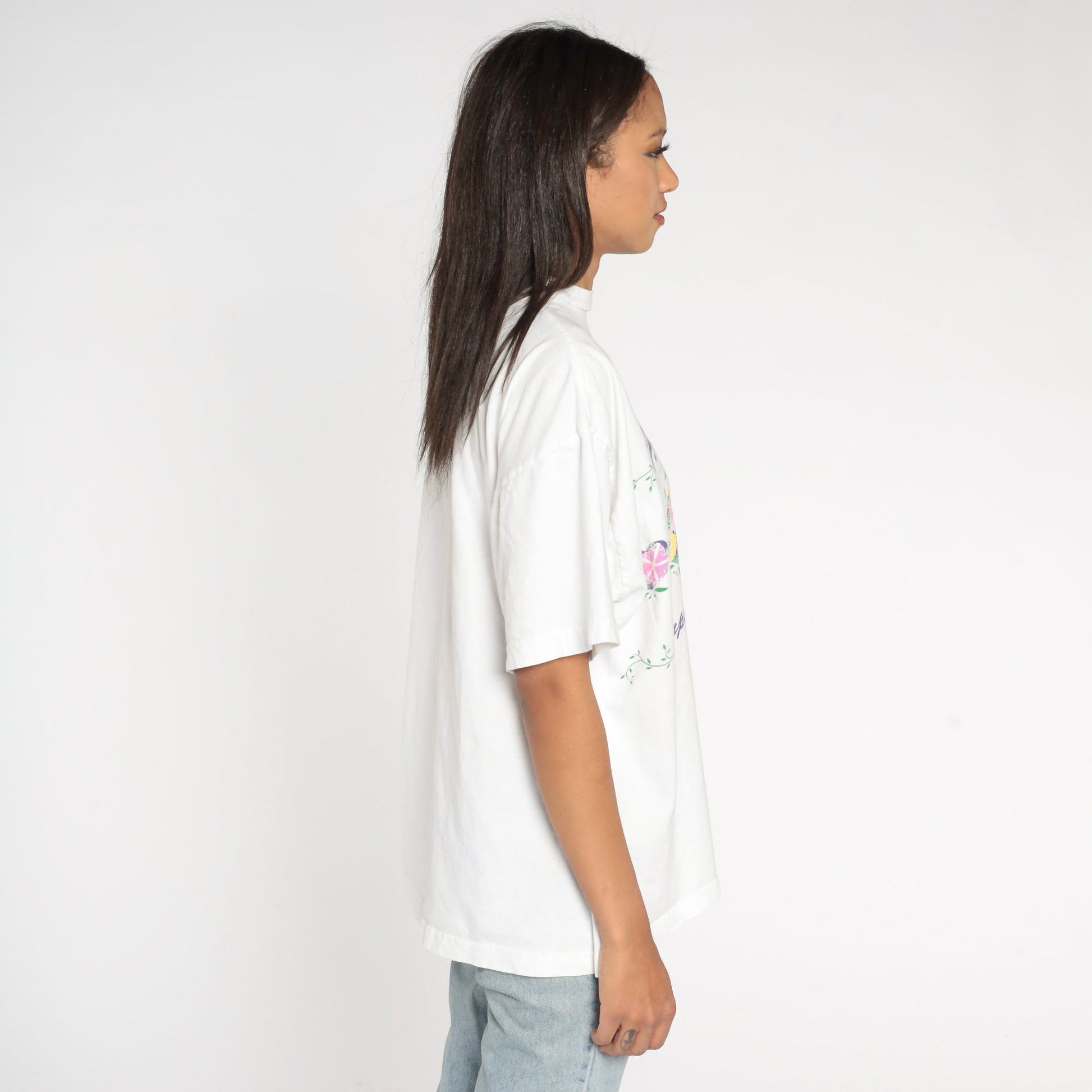 90s Mother Simply The Best Graphic T-Shirt Floral Print White Cotton Extra Large