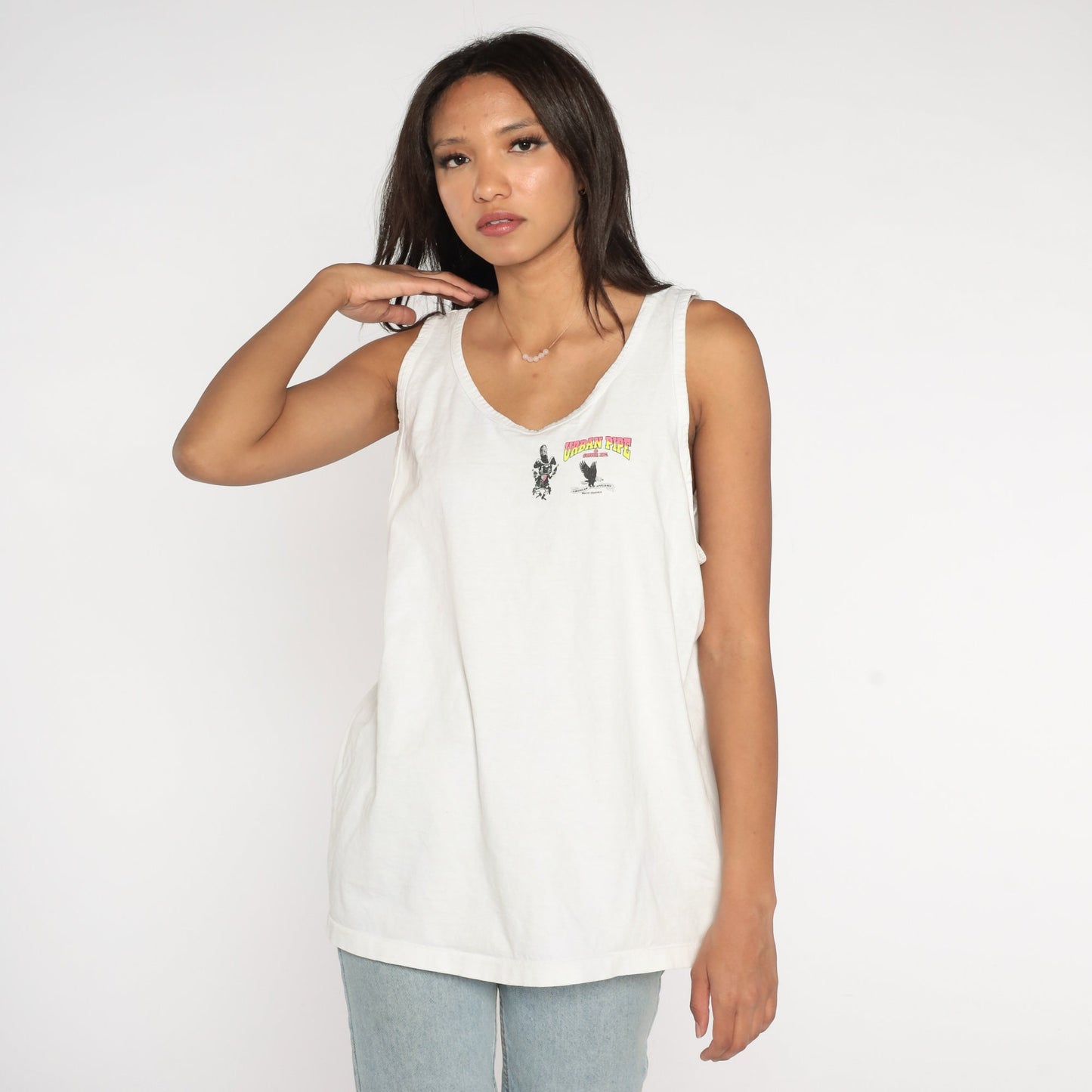 90s Urban Pipe & Supply Graphic Tank Top White Cotton Extra Large