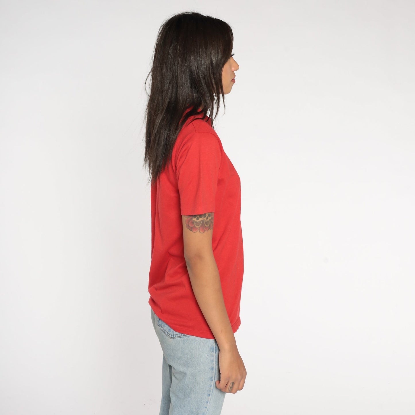 90s Jerzees Plain Red Crewneck T-Shirt Cotton Blend Small