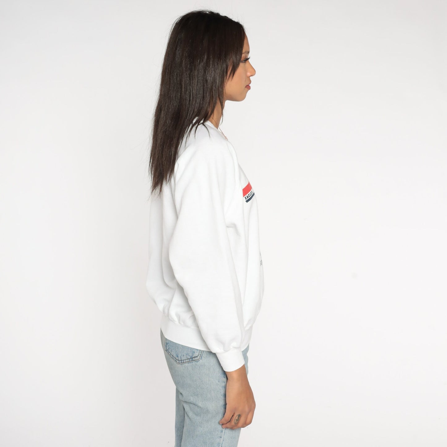 80s US Coast Guard Eagle II Sailboat Raglan Sweatshirt White Nautical Medium