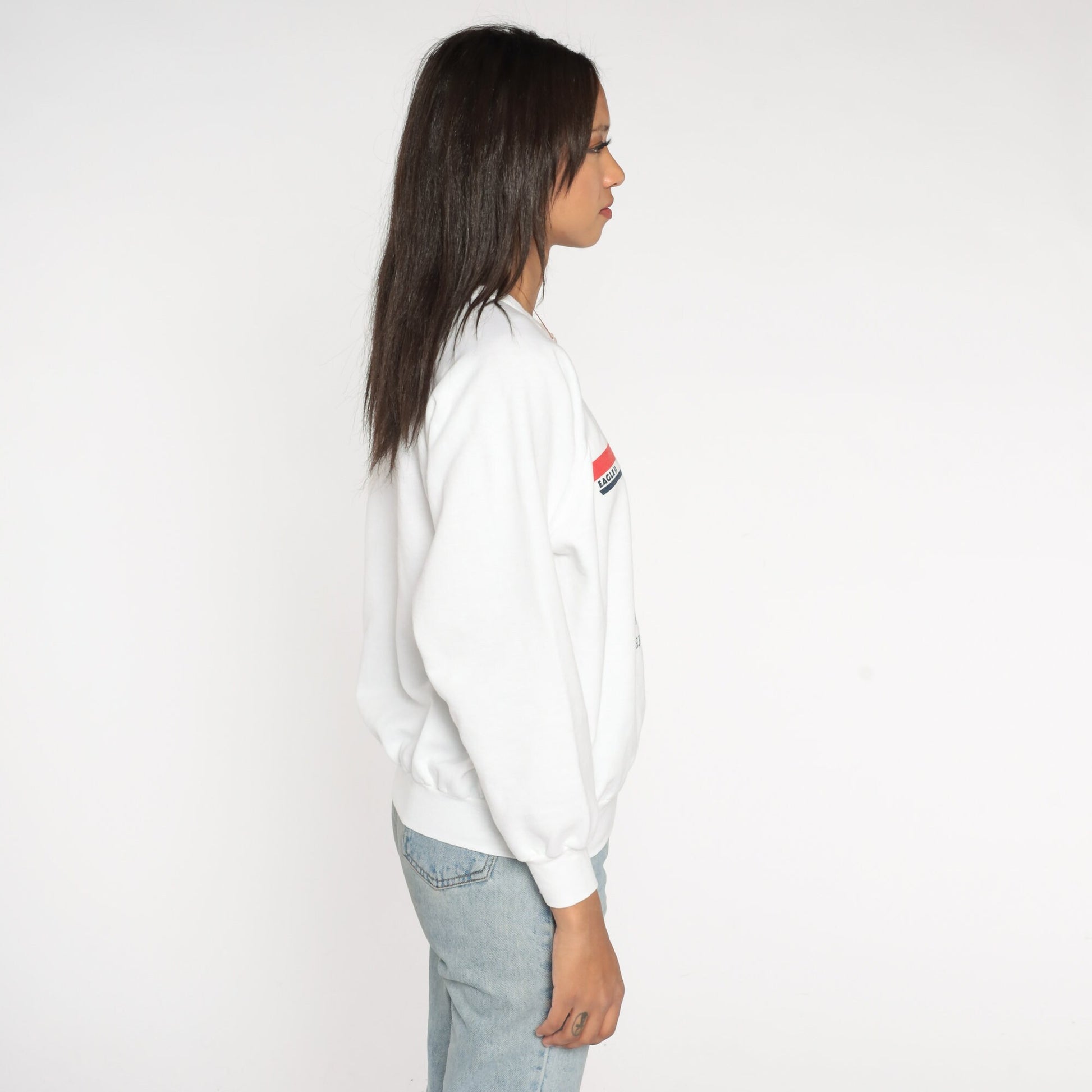 80s US Coast Guard Eagle II Sailboat Raglan Sweatshirt White Nautical Medium