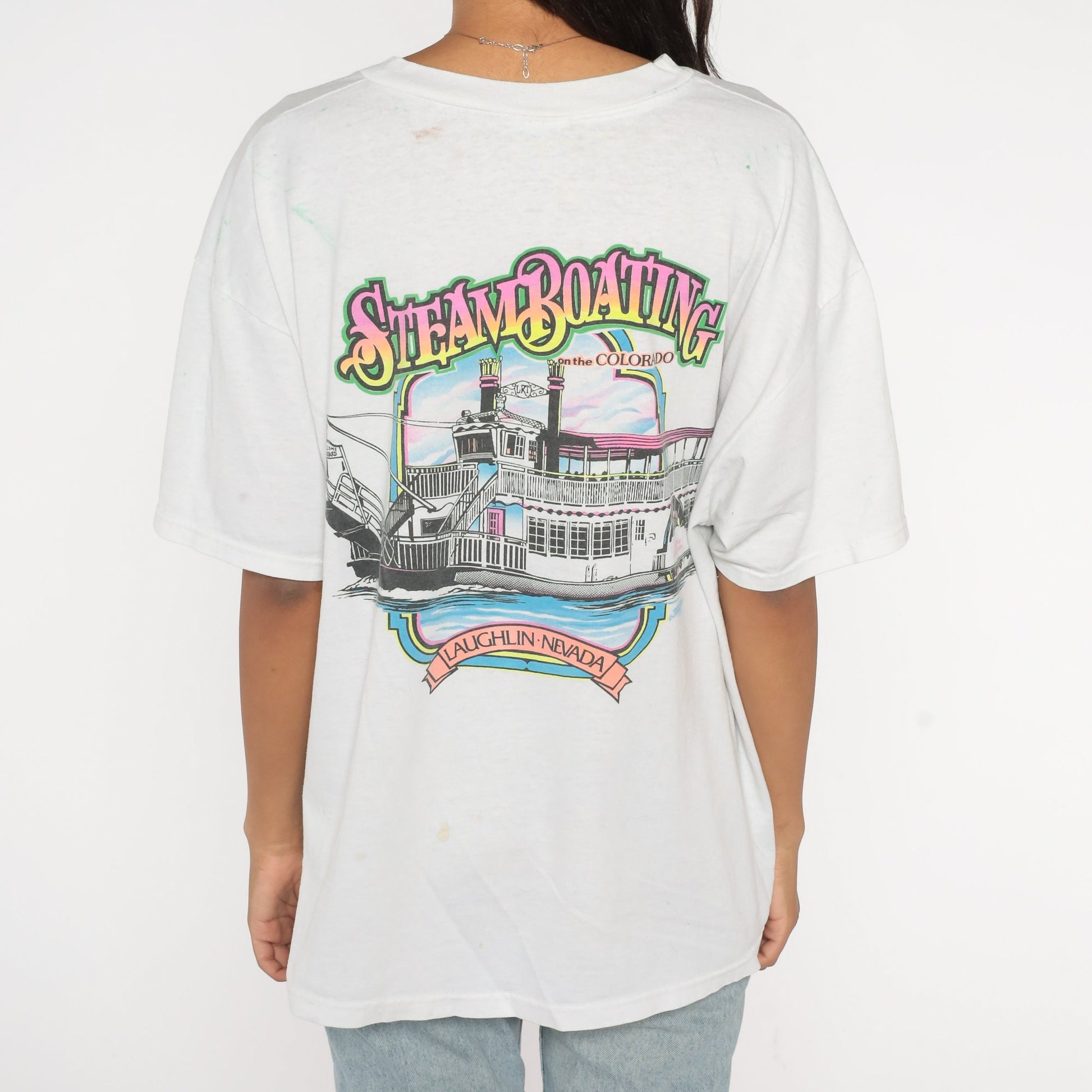 90s Edgewater Belle Steamboat Graphic T-Shirt Laughlin Nevada Wedding Tee Extra Large