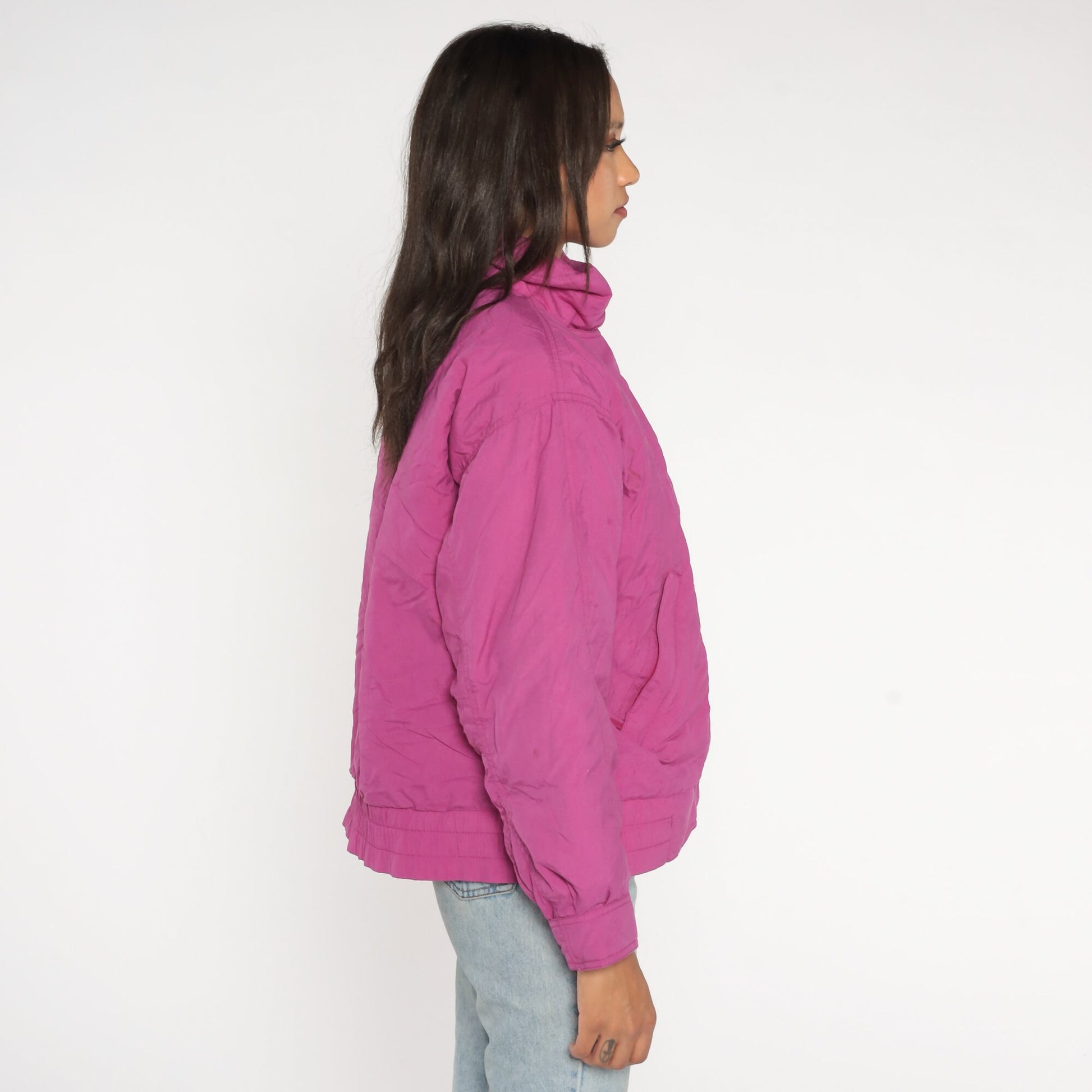 90s Eddie Bauer Fuchsia Pink Down Puffer Ski Jacket Medium